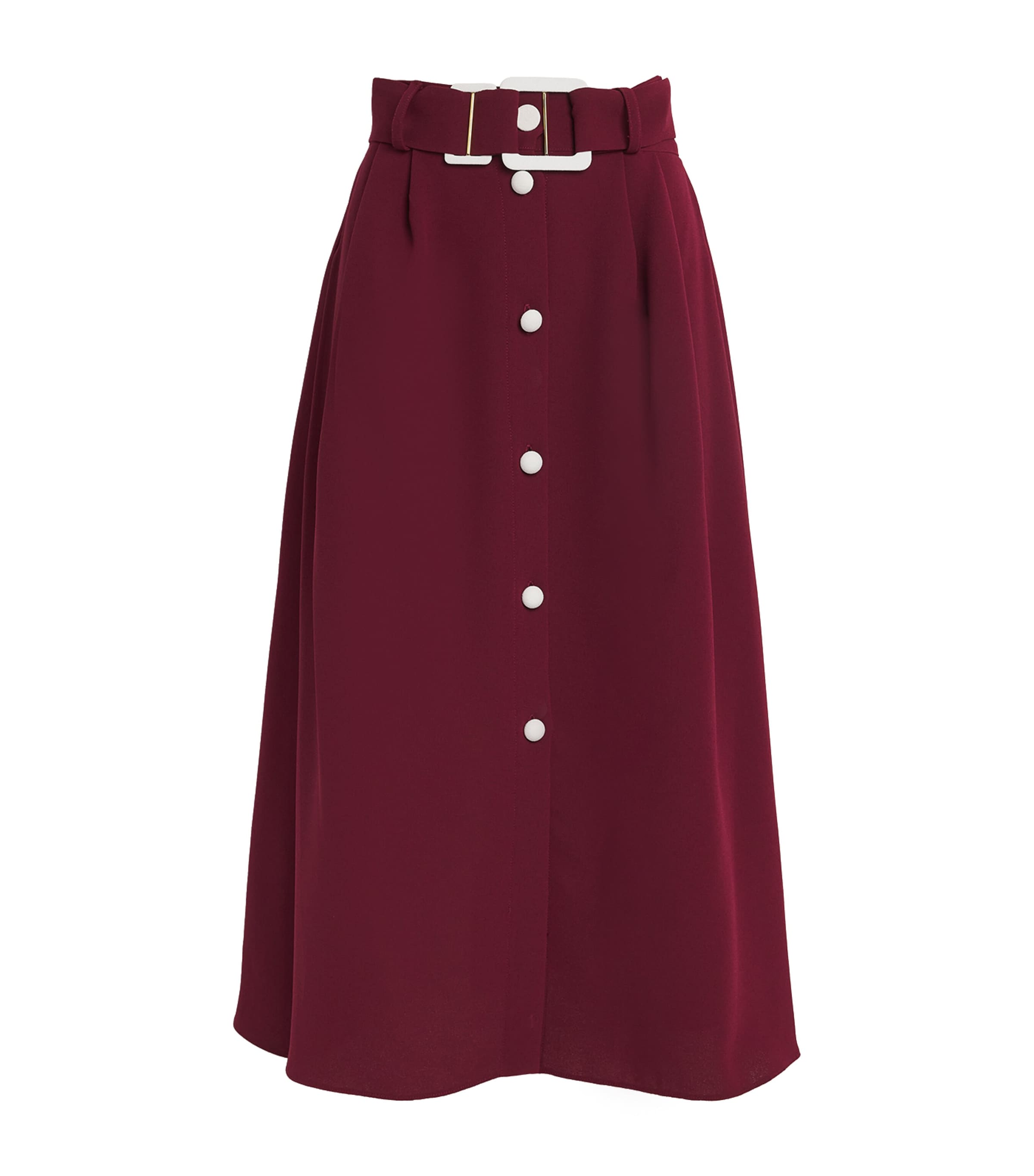 Edeline Lee Belted Telluride Midi Skirt In Burgundy