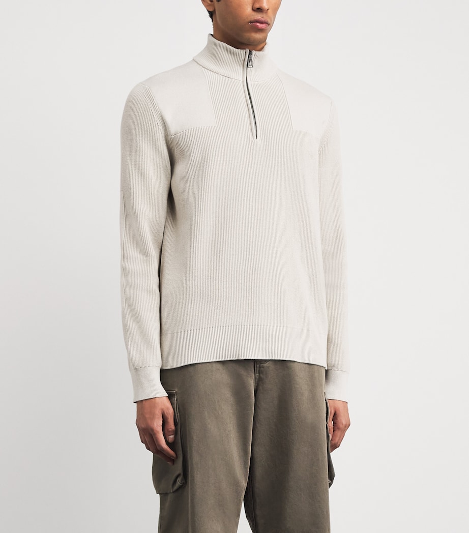 Belstaff Mens Organic Cotton Commander Quarter-Zip Sweater Silver Birchsvrbc Image 4