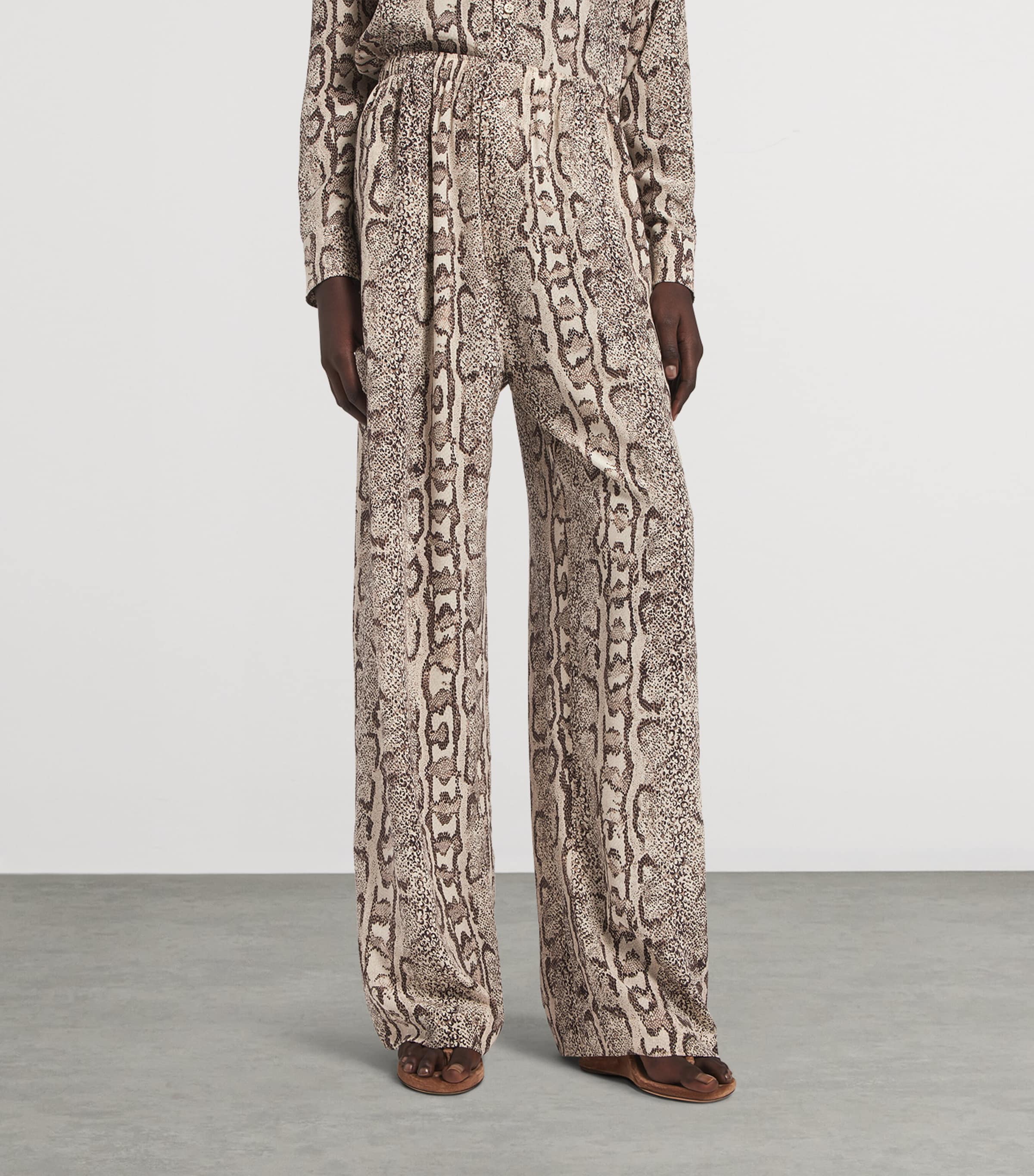Balenciaga Womens Silk Python Print Wide-Leg Trousers Image 5