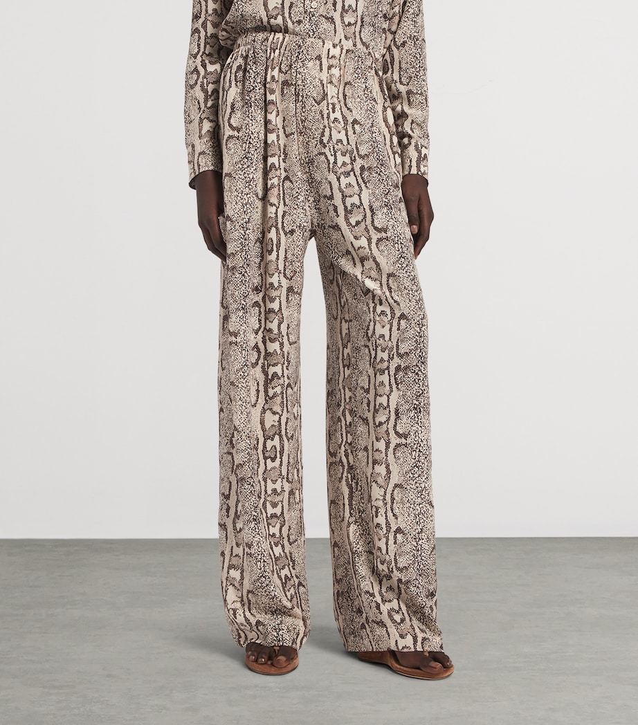 Balenciaga Womens Silk Python Print Wide-Leg Trousers Image 5