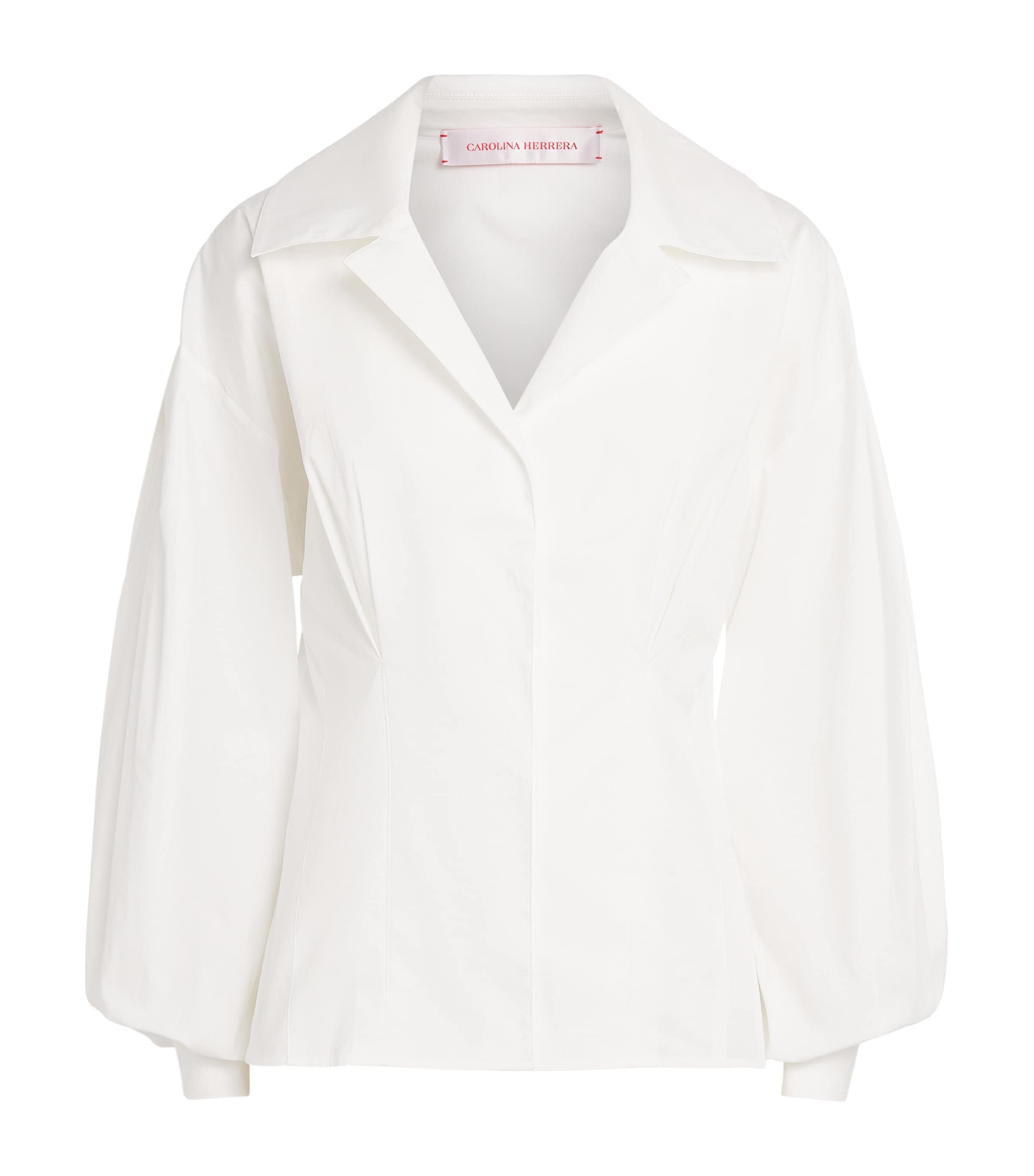 Carolina Herrera Balloon-sleeve Fitted Shirt In White