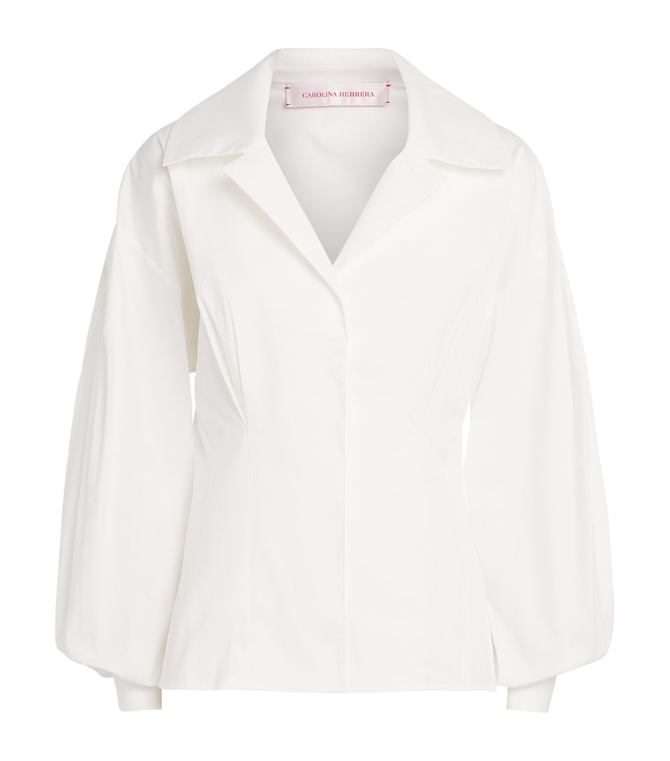 Carolina Herrera Balloon-Sleeve Fitted Shirt White