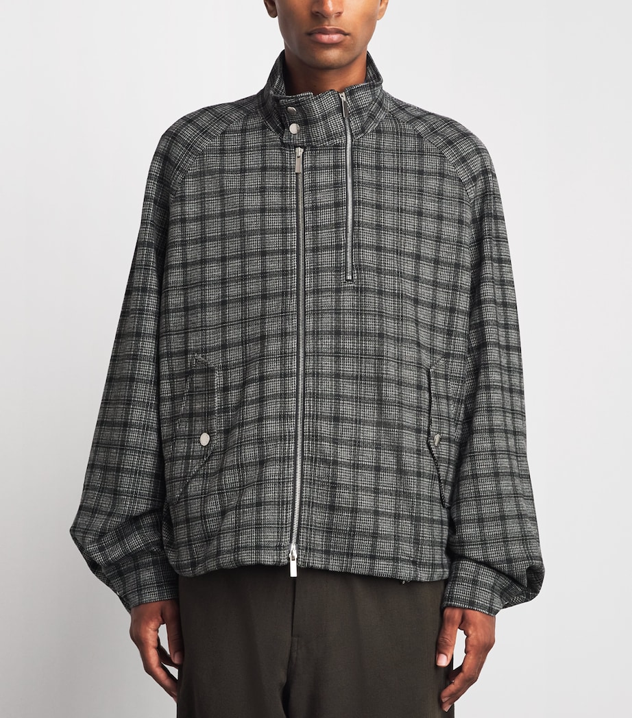 System Mens Check Bomber Jacket Dark Grey Image 4