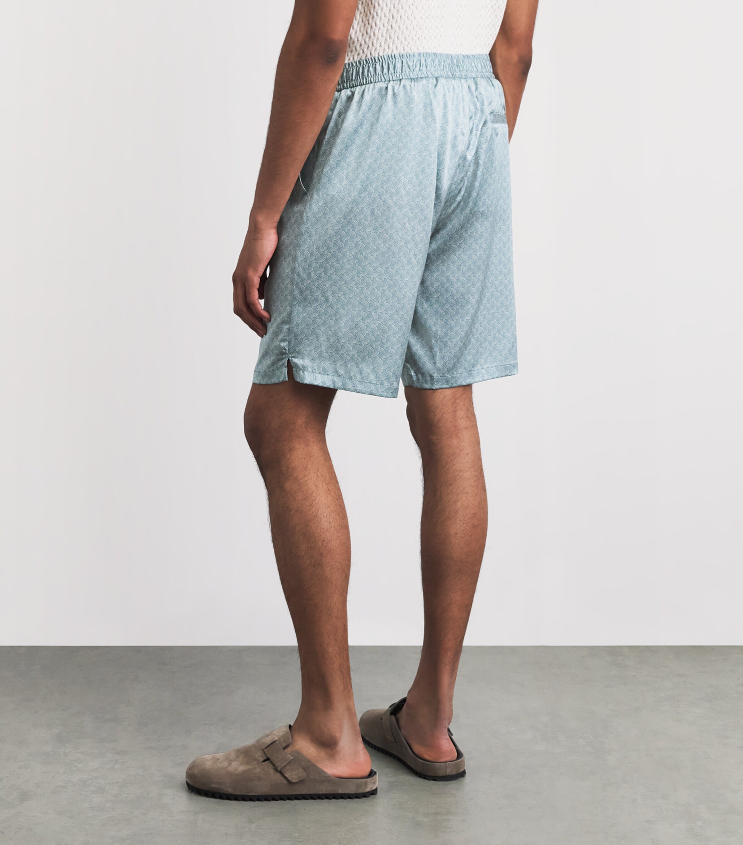 Frescobol Carioca Mens Silk Palma Wood Knot Shorts Coastal Blue Image 5