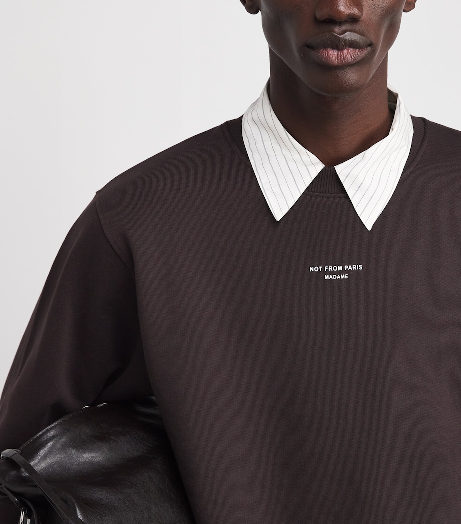 Cotton Slogan Sweatshirt DBN / DARK BROWN Image 6