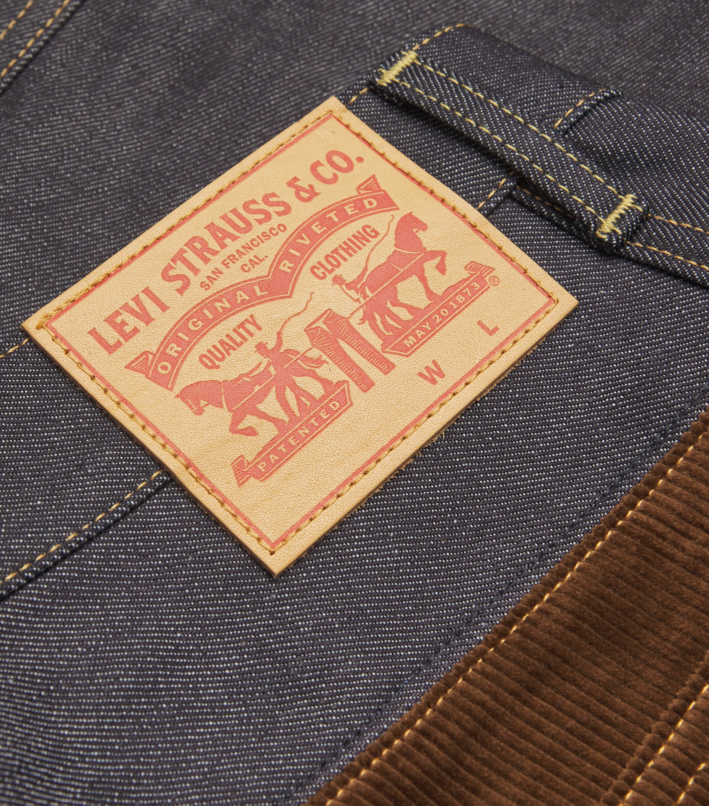 Junya Watanabe MAN x Levi’s Corduroy-Trim Straight Jeans INDIGO X BROWN Image 5