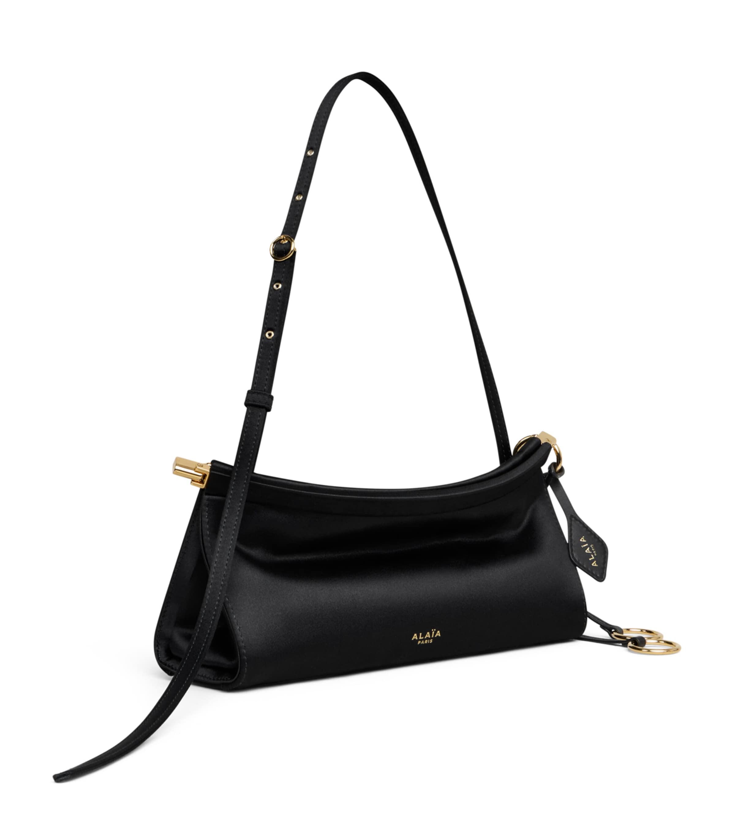 Alaïa Small Satin Le Click East West Shoulder Bag Noir Image 3