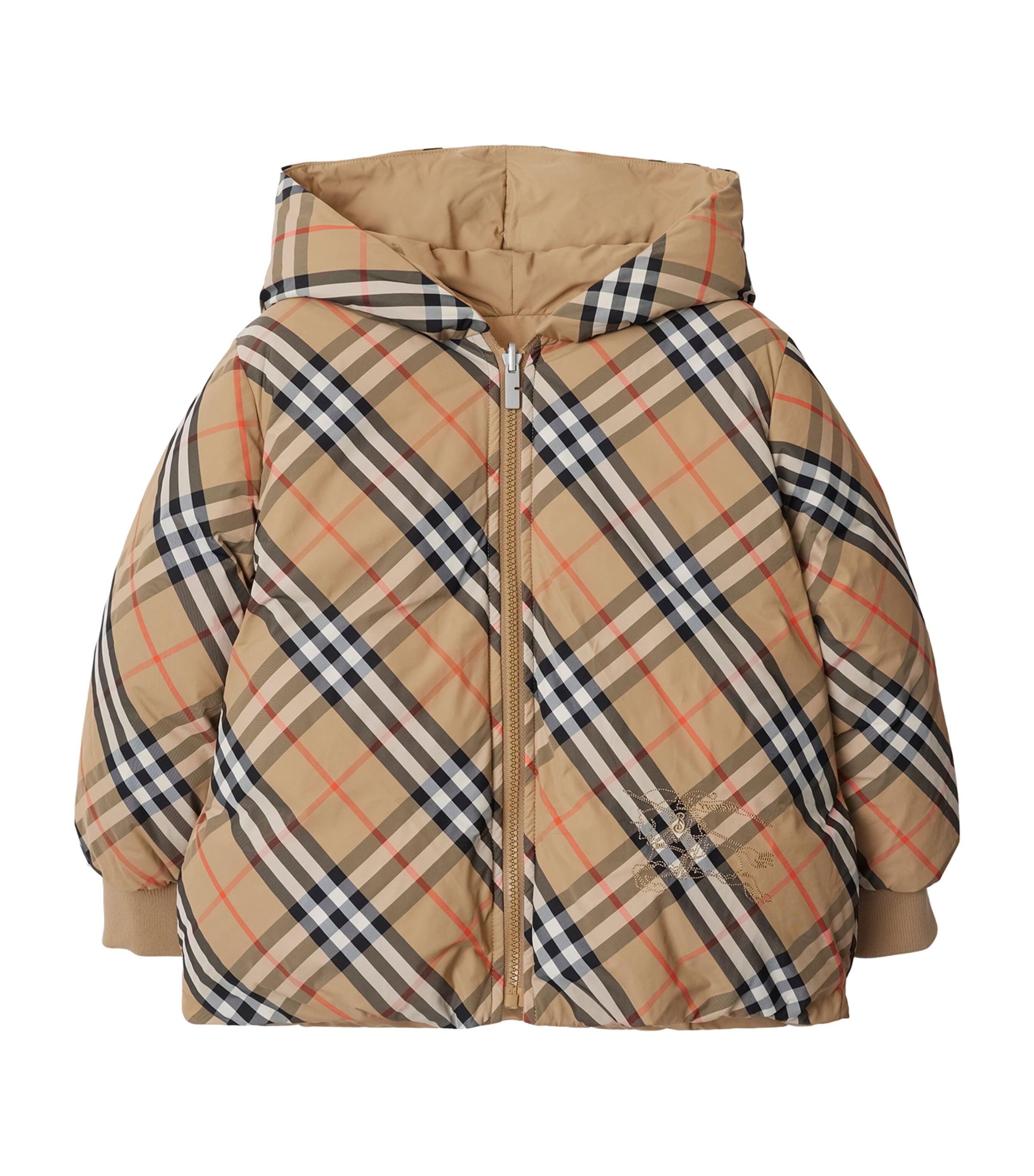 Reversible Down Check Puffer Jacket (3-12 Years) SAND IP CHECK Image 1