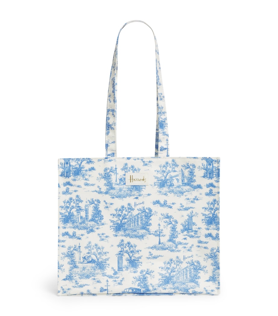 Harrods Toile Shoulder Tote Bag Blue Image 1
