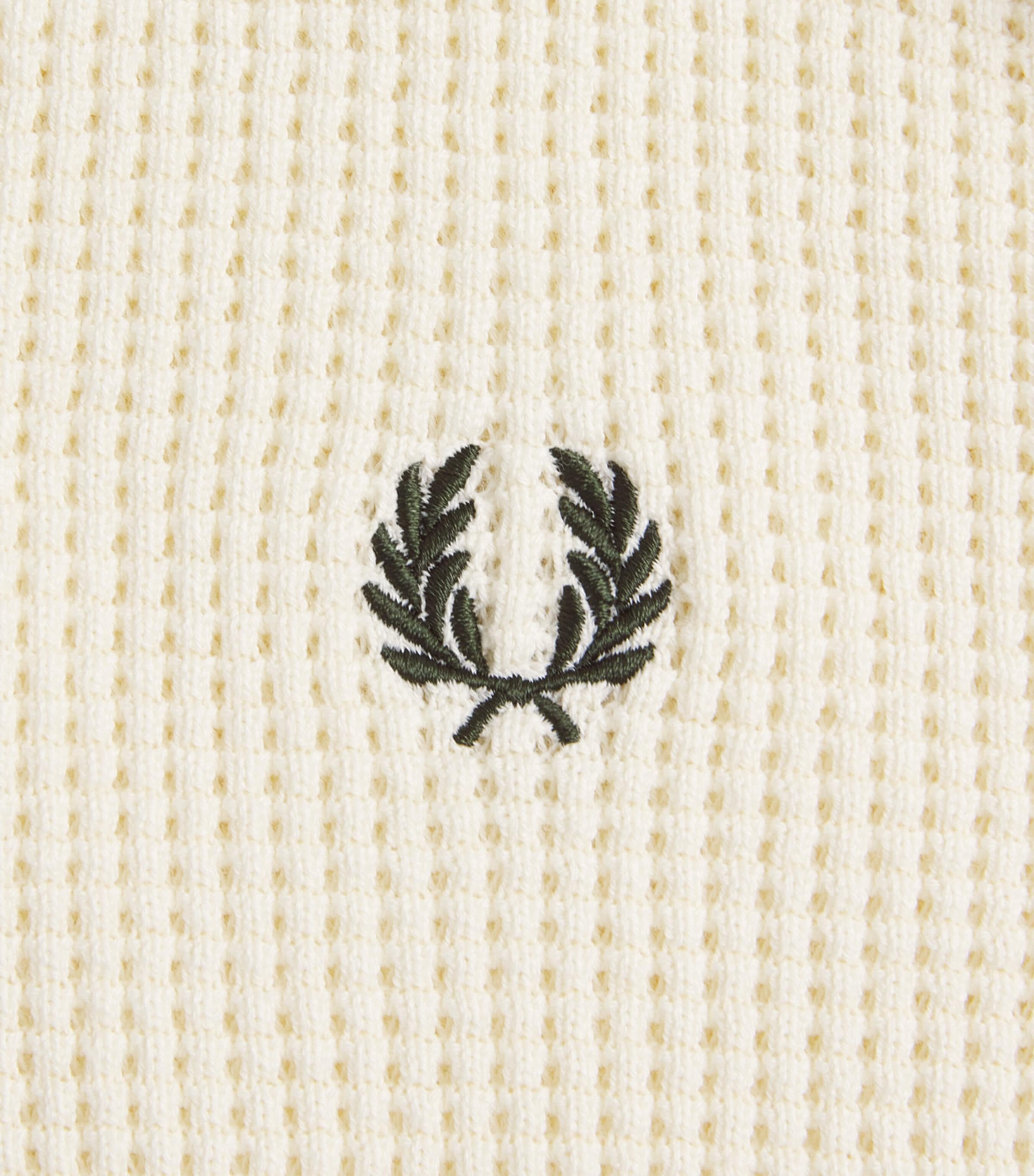 Fred Perry Mens Cotton Waffle-Knit Quarter-Zip Sweatshirt Ecru Image 6