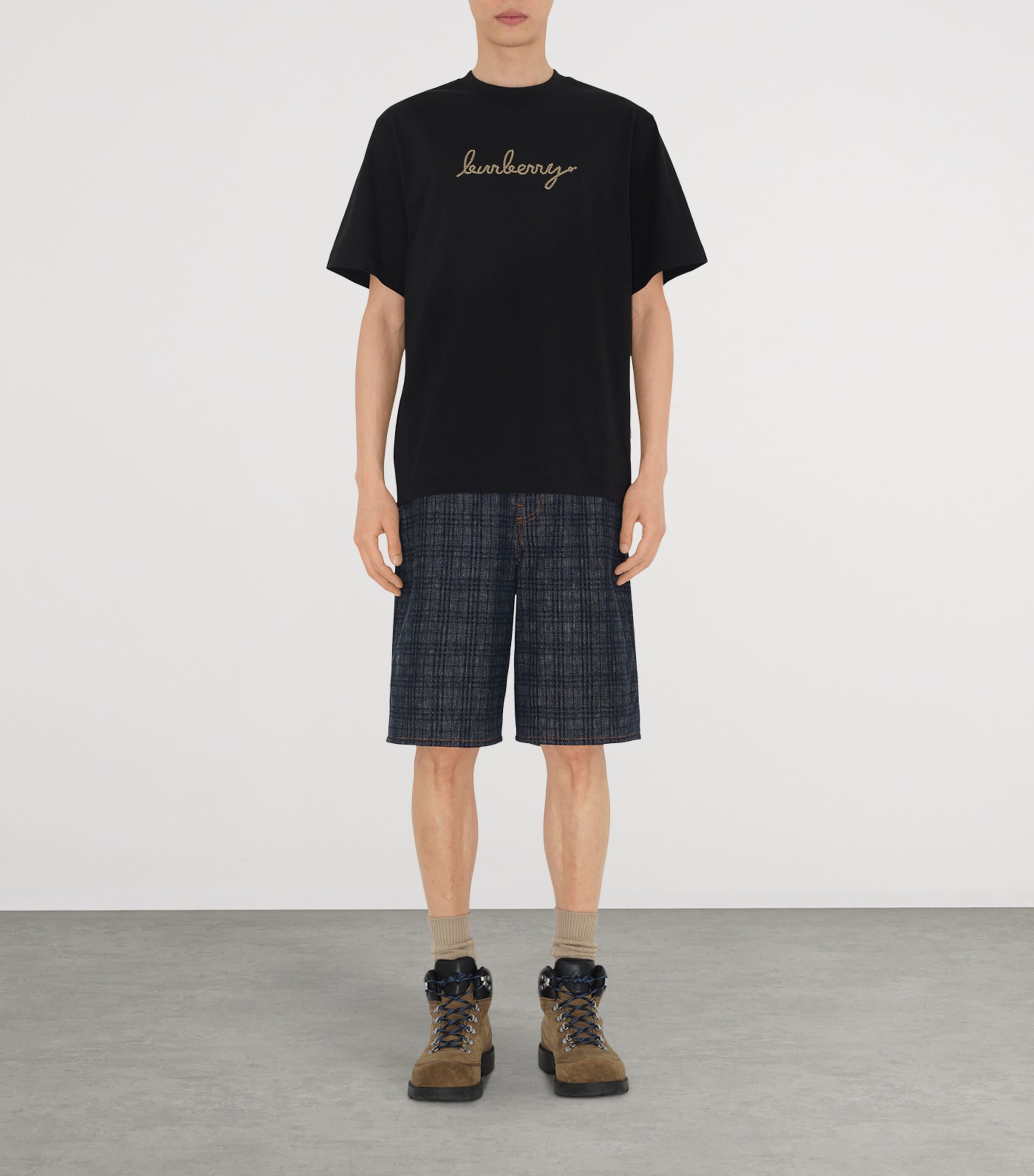 Cotton Embroidered T-Shirt BLACK Image 2