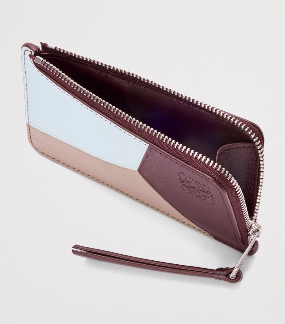 Leather Puzzle Coin Card Holder FROZEN DARK BURGUNDY Image 3