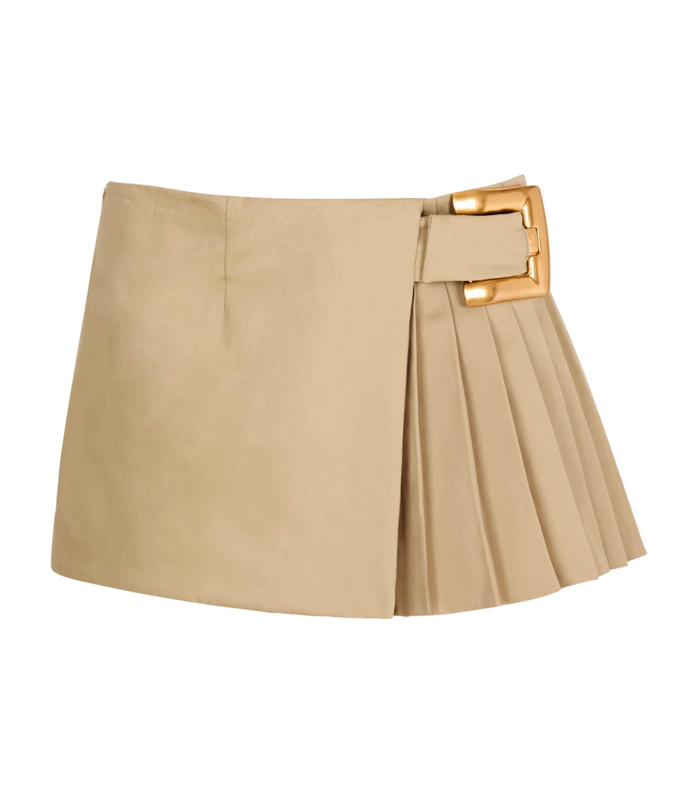 Cotton Gabardine Belted Mini Skirt 0AN SABLE Image 1