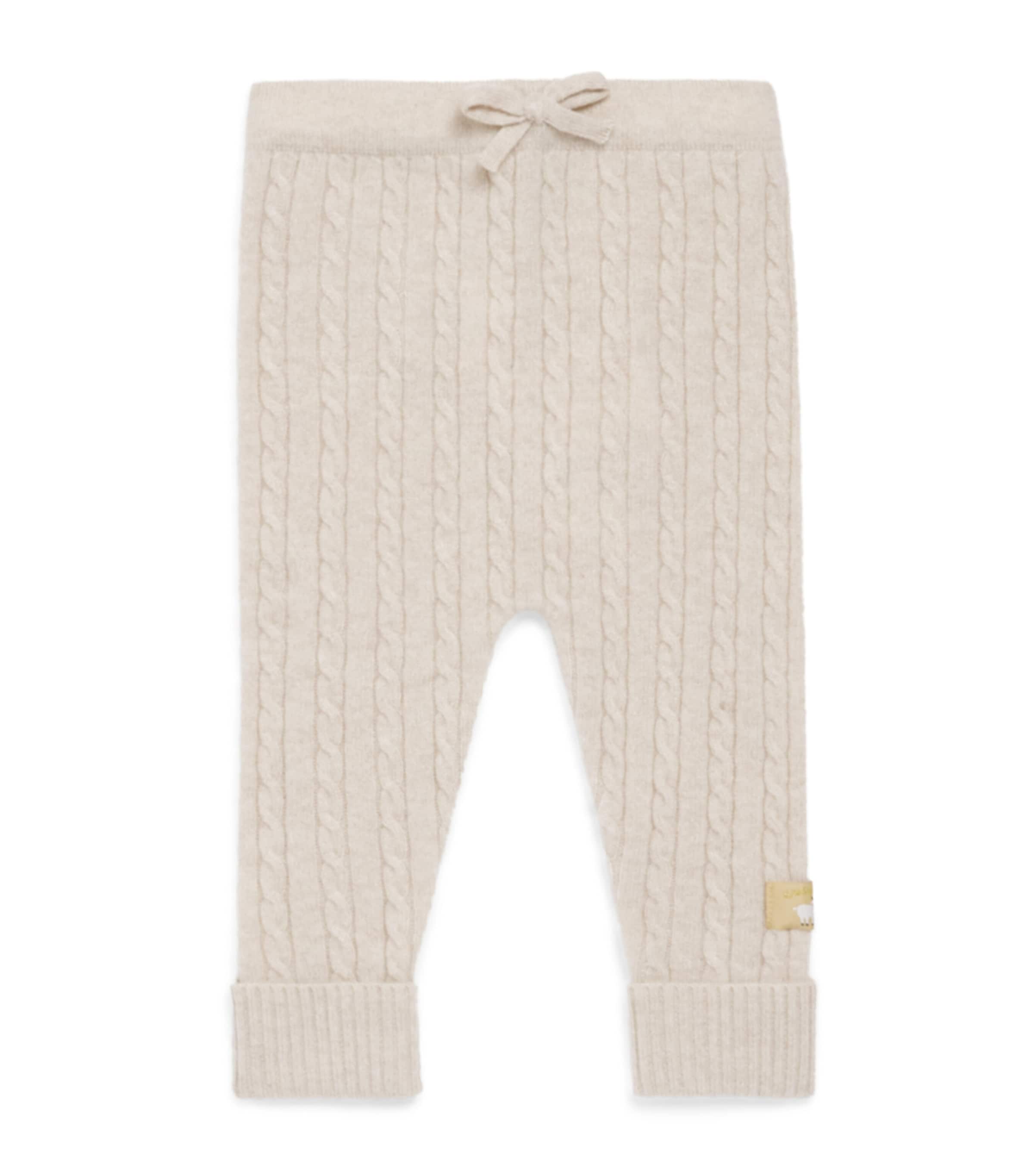 Purebaby Cashmere Cable-Knit Leggings (0-18 Months) Cmlme Camel Melange Image 1