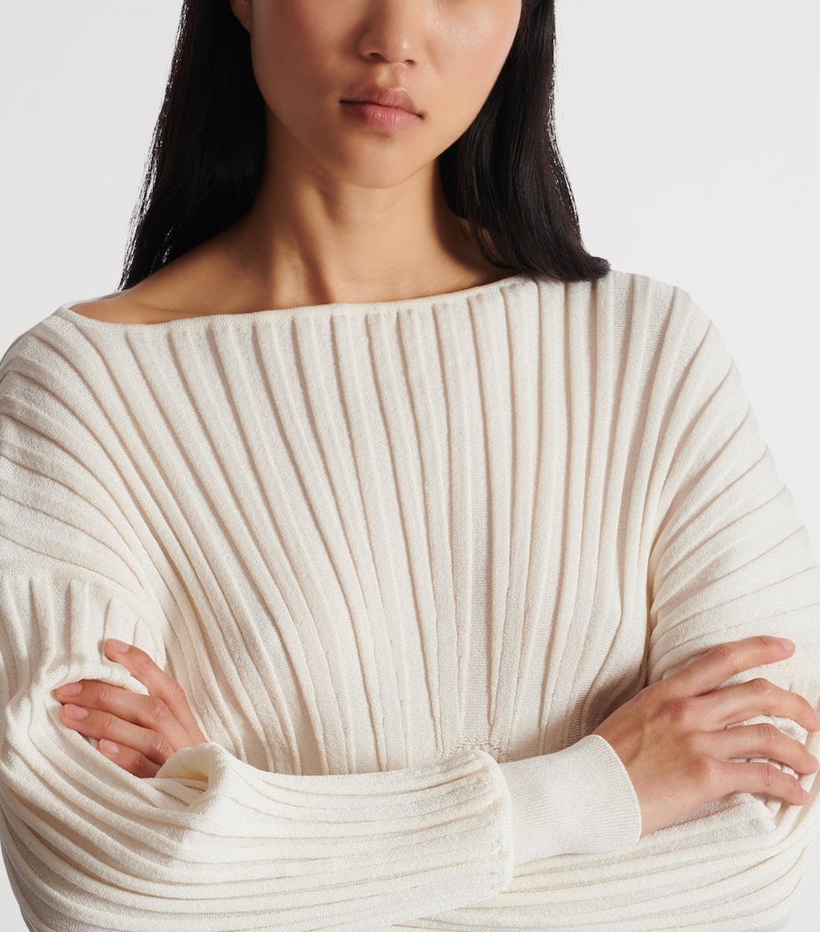 Rib-Knit One-Shoulder Sweater 0KA NATUREL Image 7