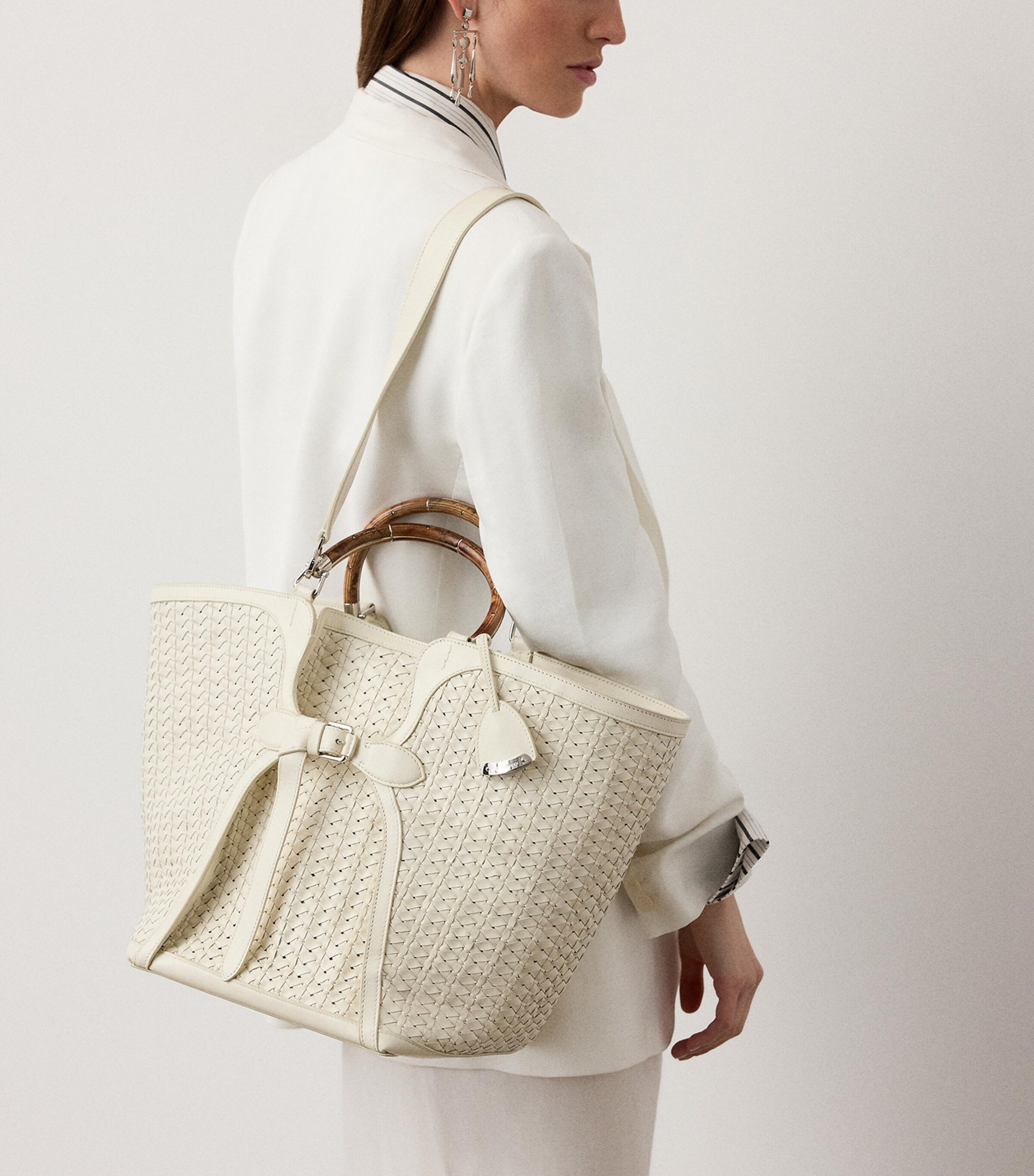Ralph Lauren Collection Large Leather The Ralph Tote Bag Natural Image 6