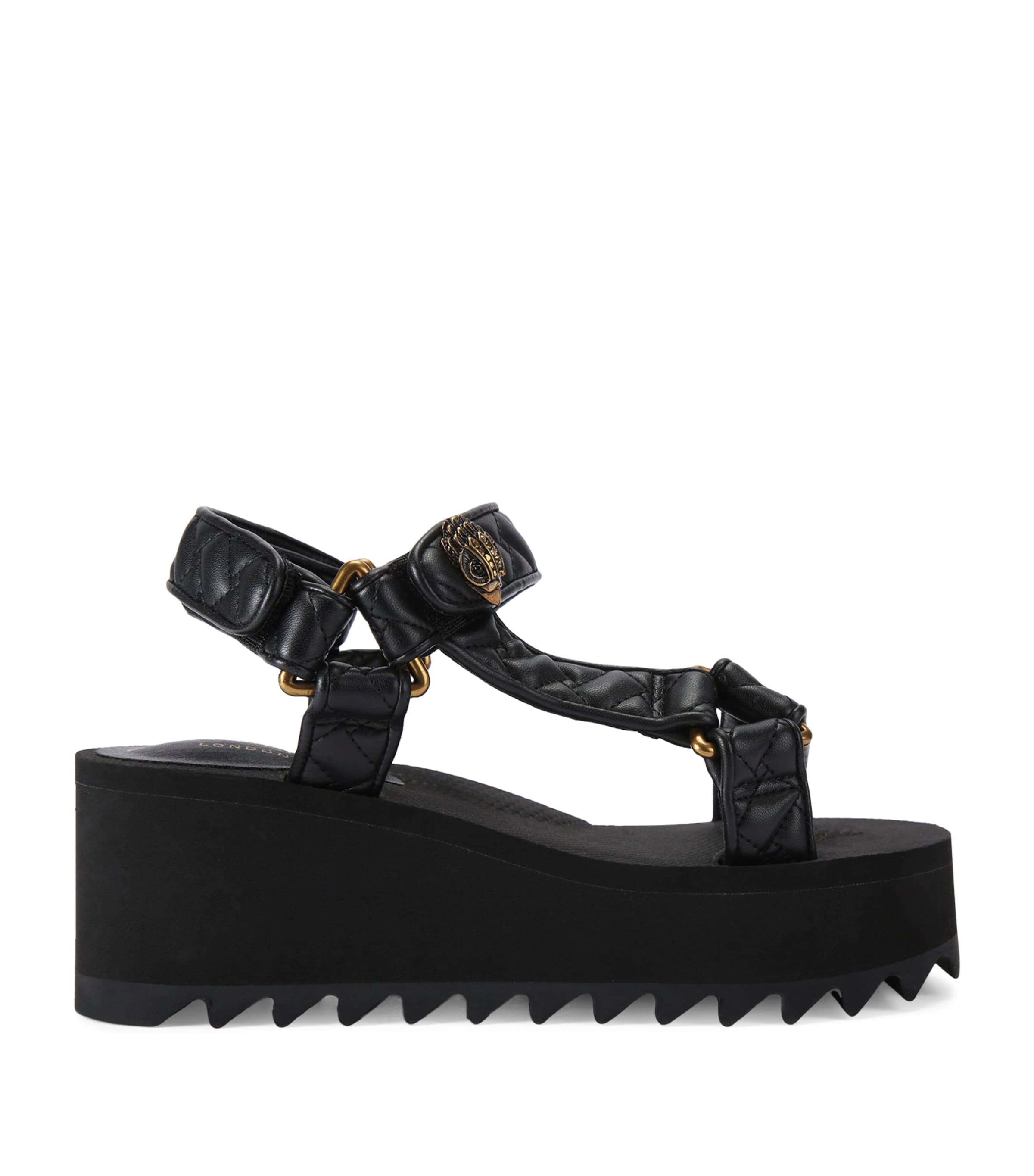 Kurt Geiger Satin Orion Wedge Sandals In Black