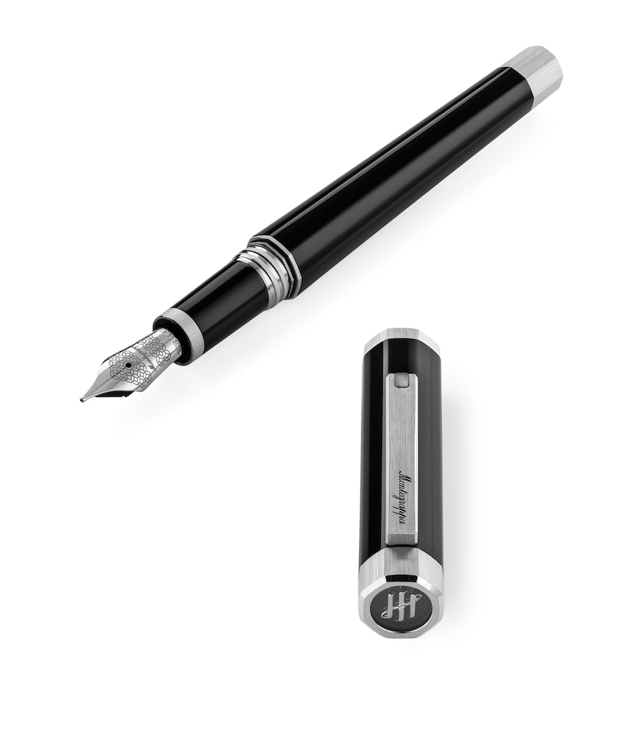 White Gold and Palladium-Trim Otto Fountain Pen BLACK Image 4