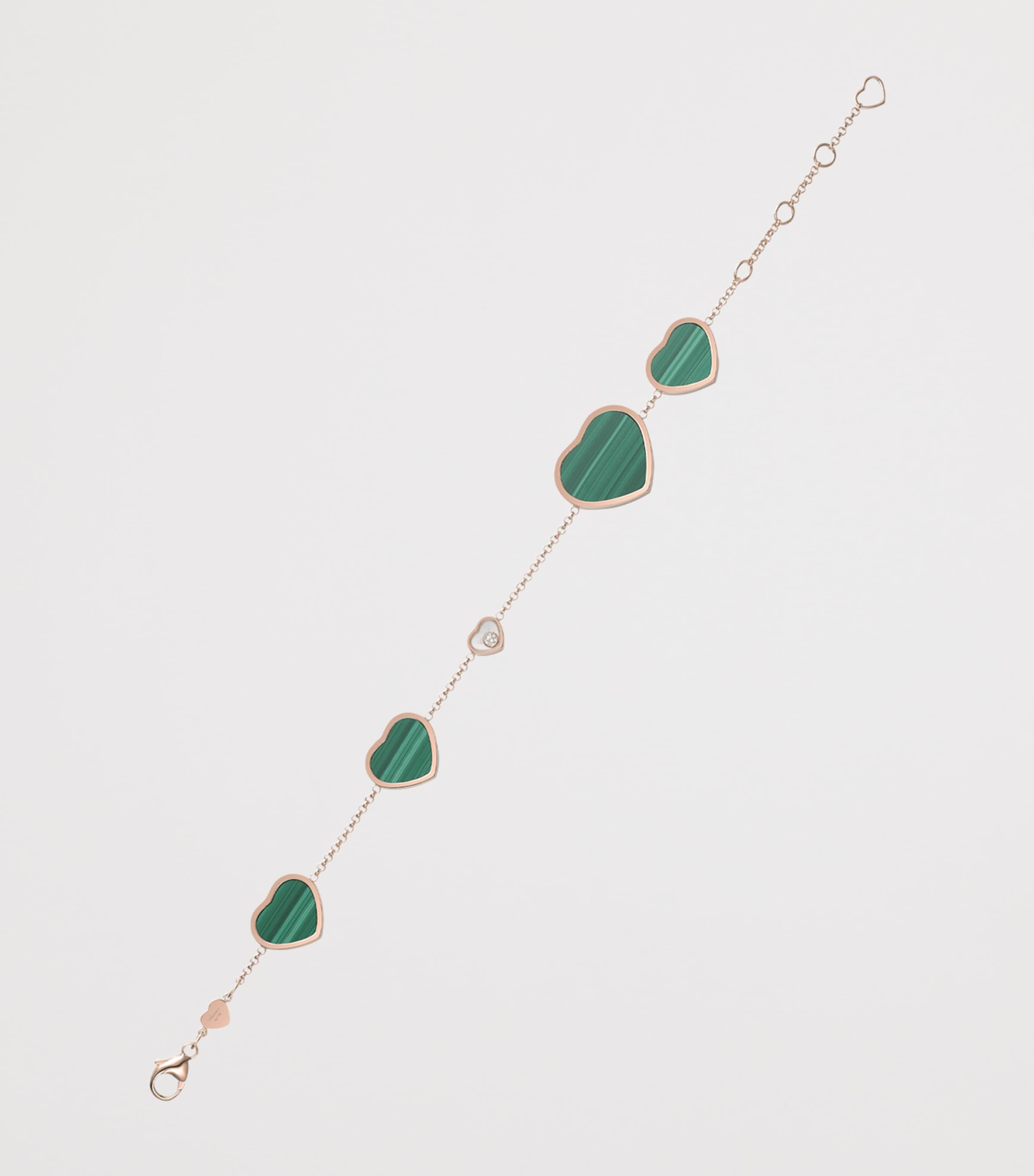 Rose Gold, Diamond and Malachite Happy Hearts Bracelet 18K ROSE GOLD Image 2