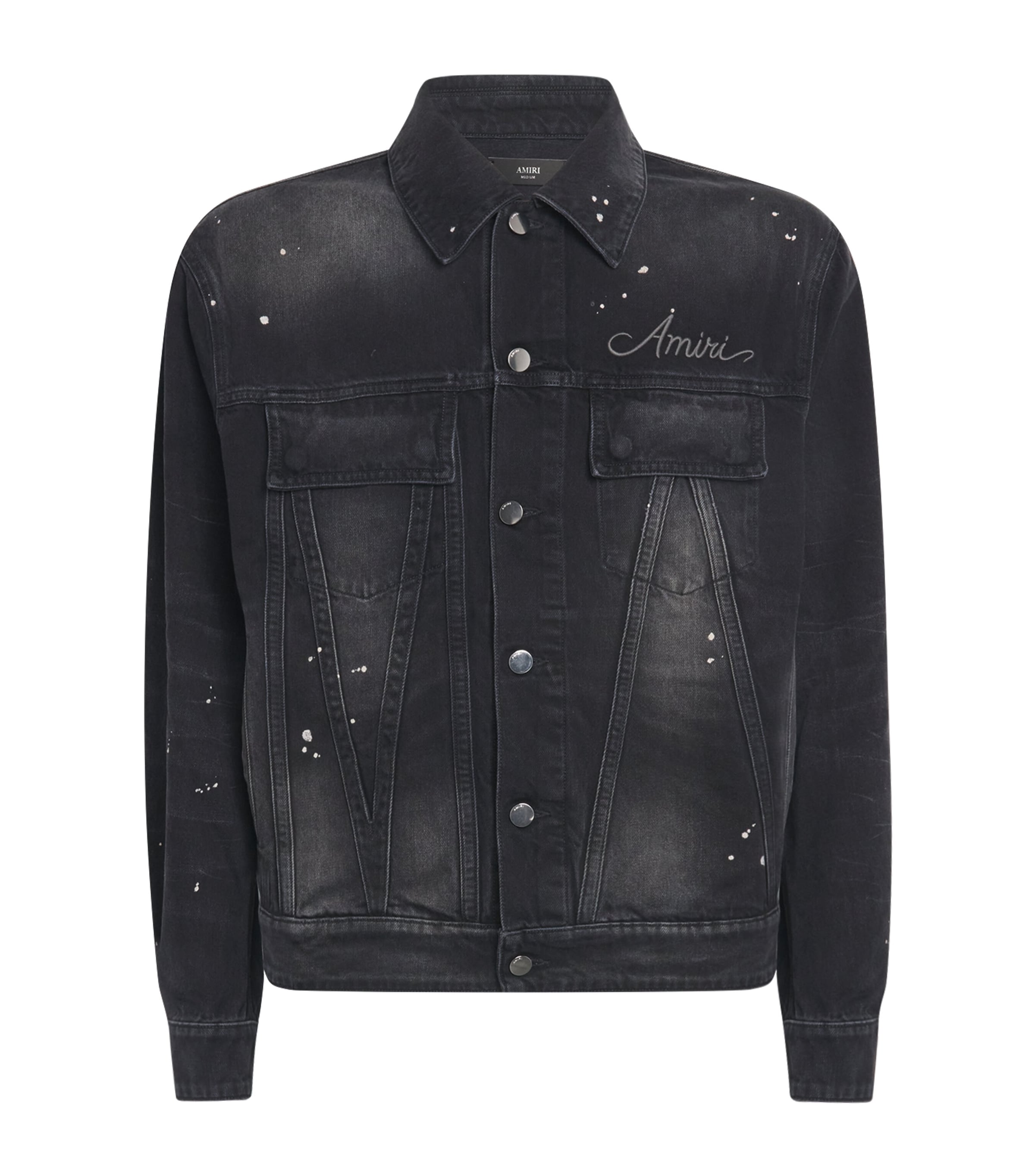 AMIRI Black Bleach Bandana Denim Jacket | Harrods UK