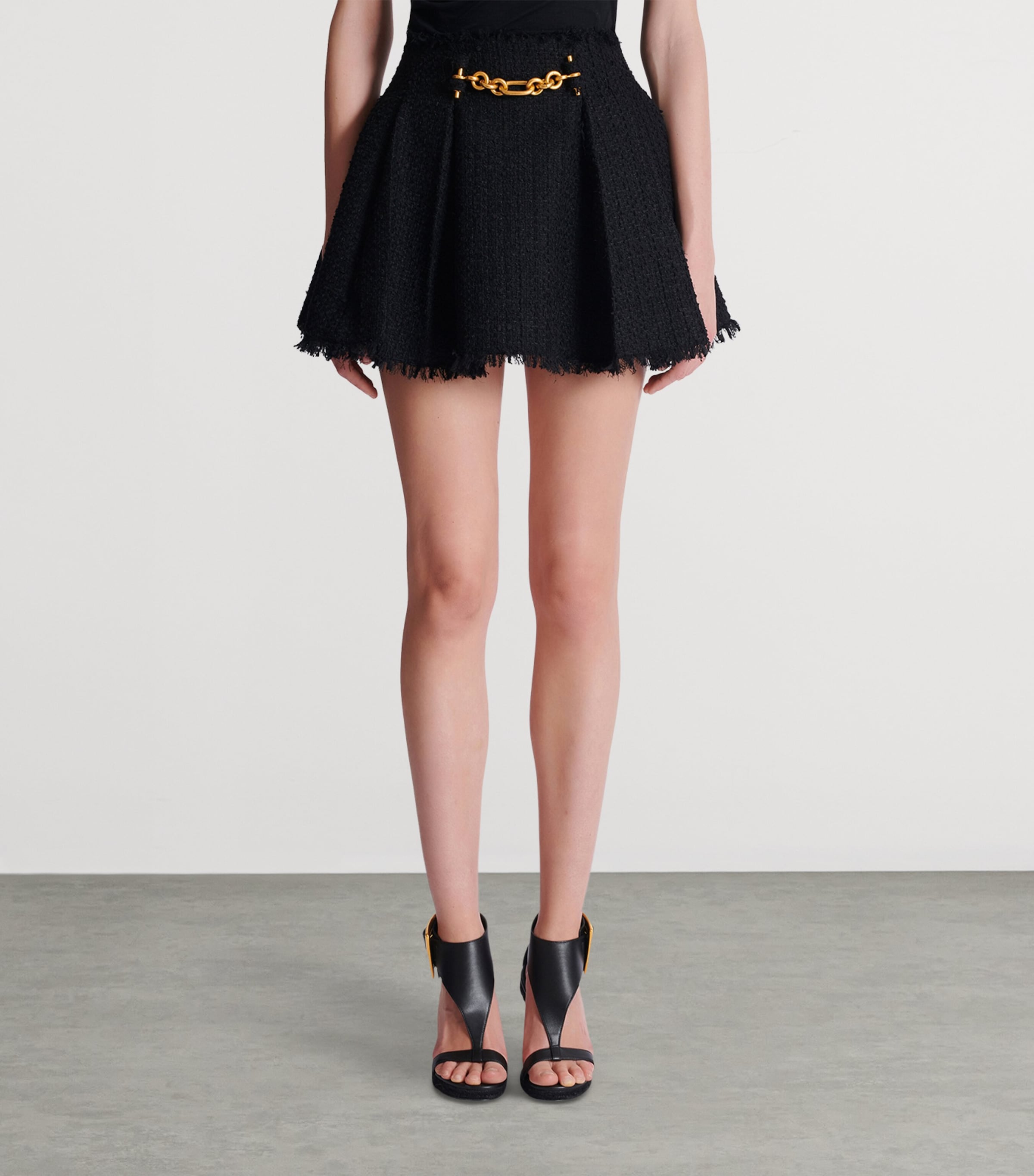 Tweed Chain-Detail Mini Skirt 0PA NOIR Image 4