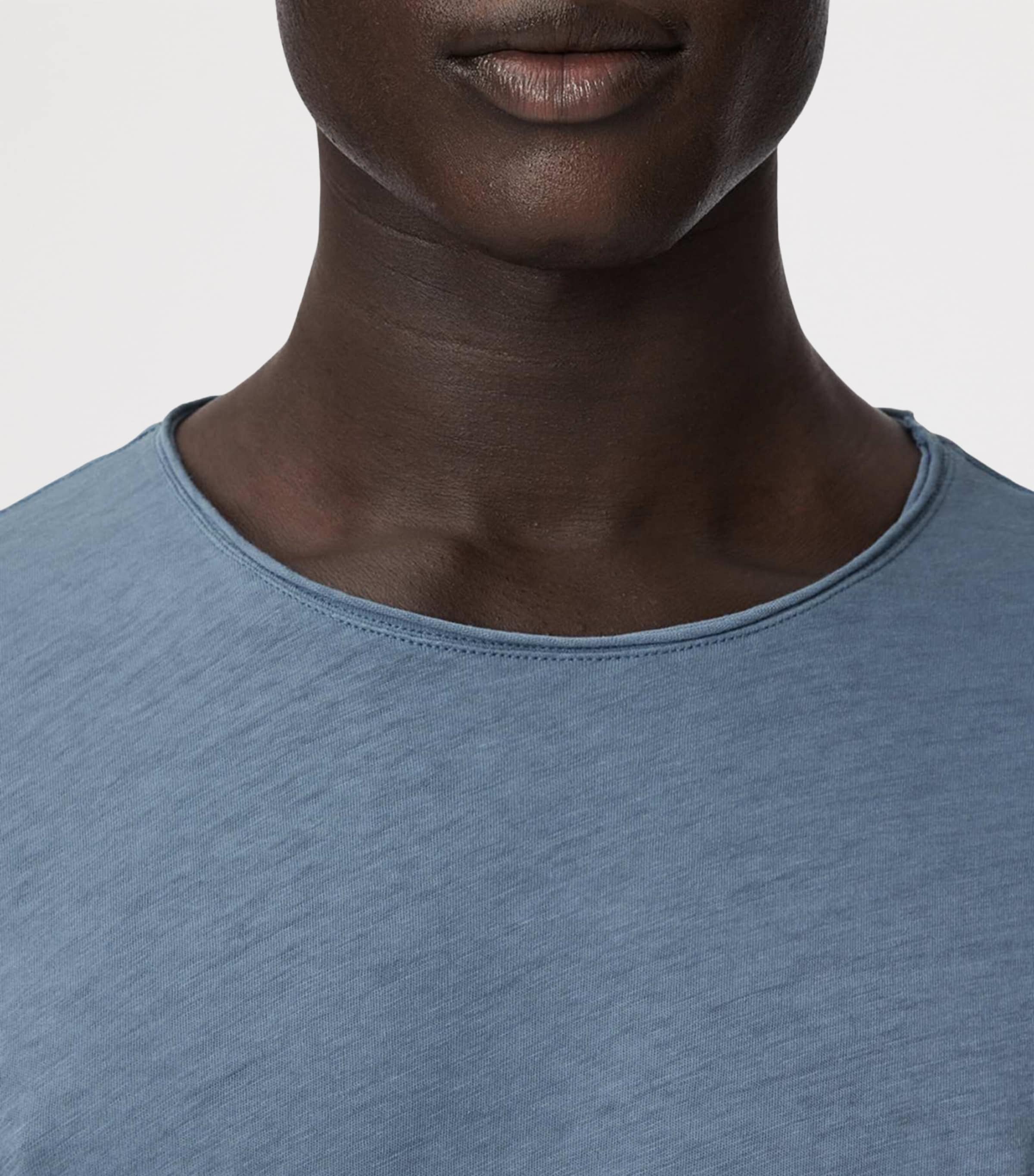 AllSaints Mens Organic Cotton Figure T-Shirt Waved Blue Image 5