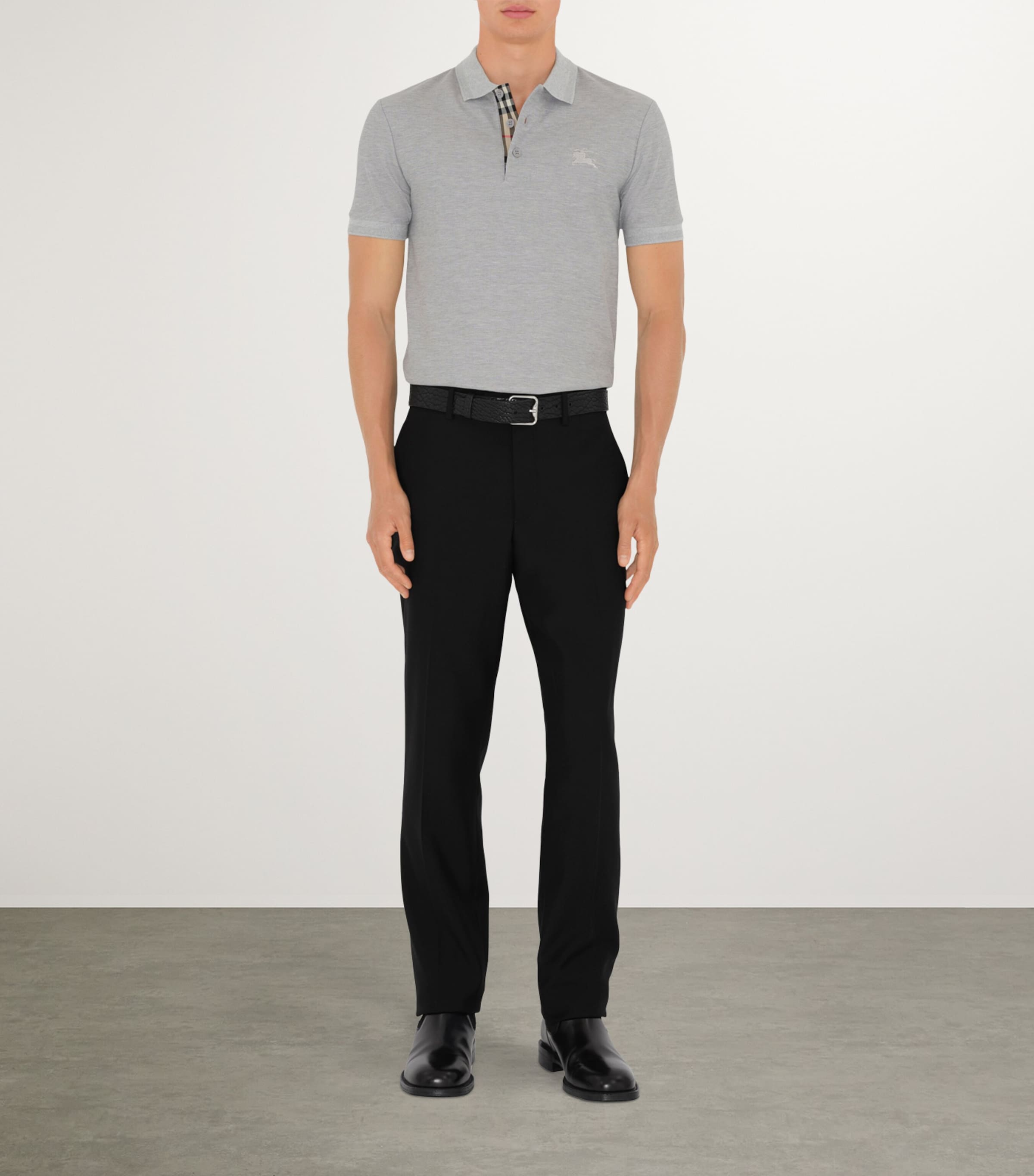 Cotton EKD Polo Shirt PALE GREY MELANGE Image 2