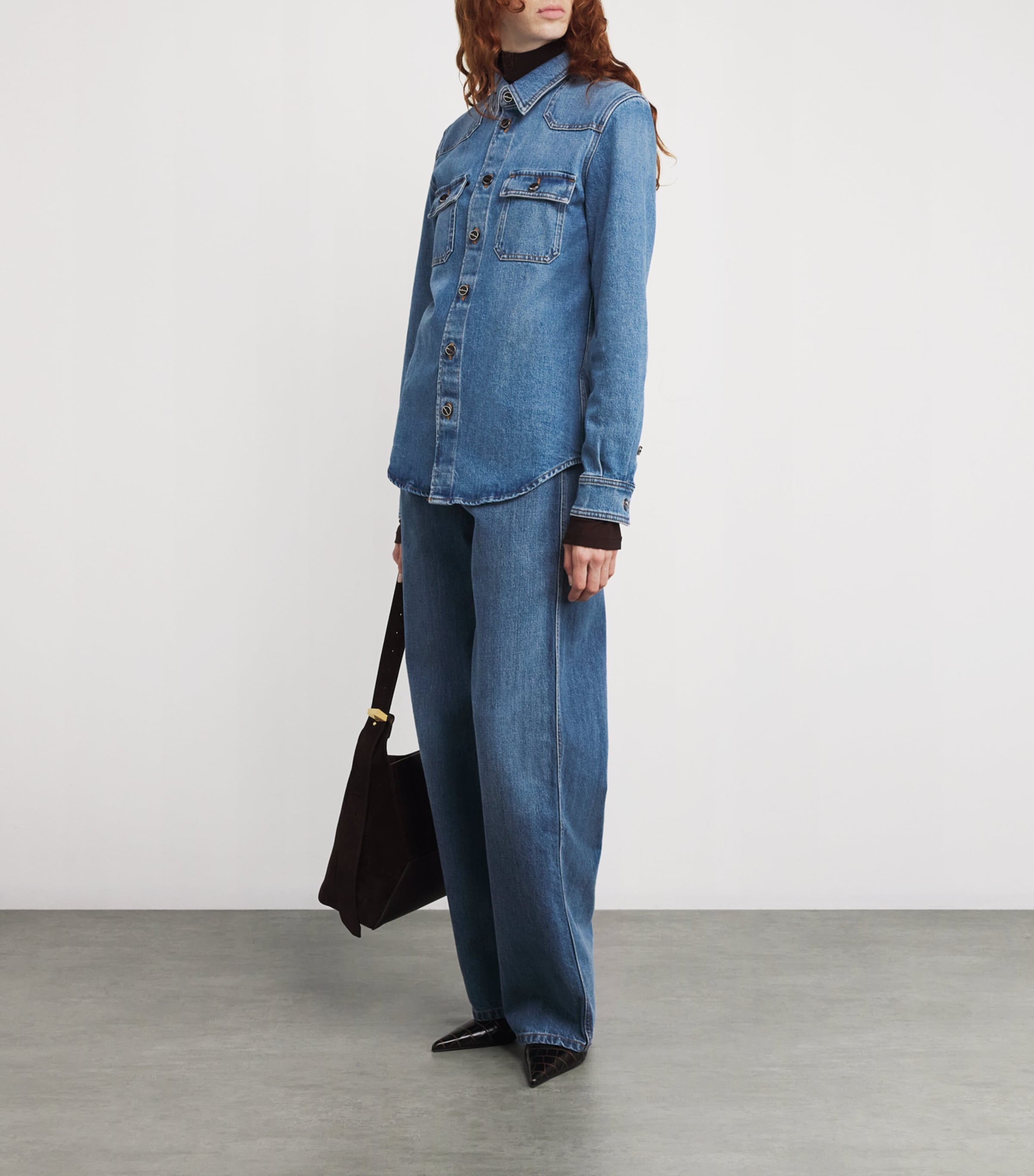 Kiton Womens Denim Long-Sleeve Shirt Medium Blue Image 2