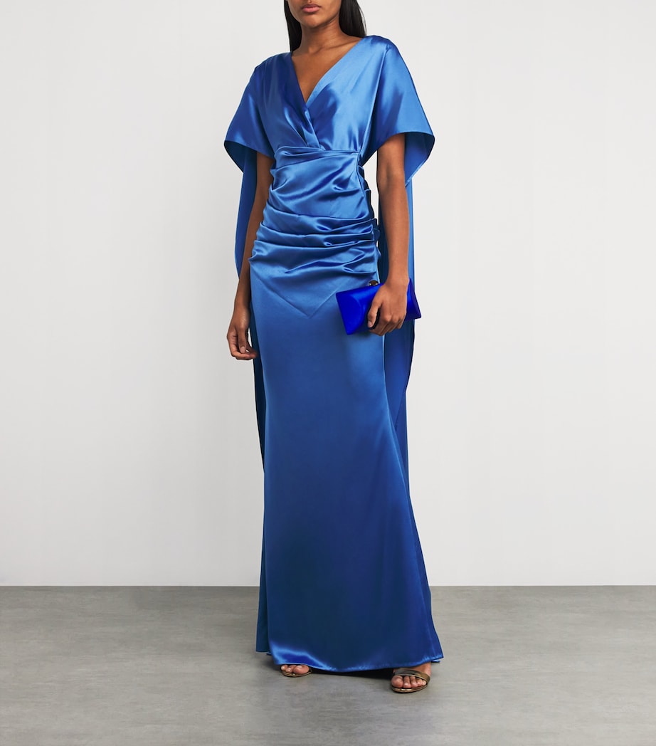V-Neck Draped Maxi Dress CORNFLOWER Image 3