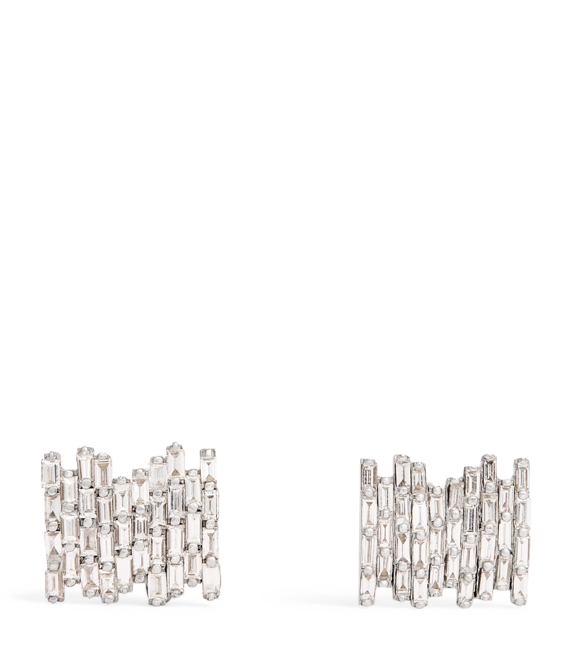 Suzanne Kalan White Gold And Diamond Classic Fireworks Stud Earrings In White