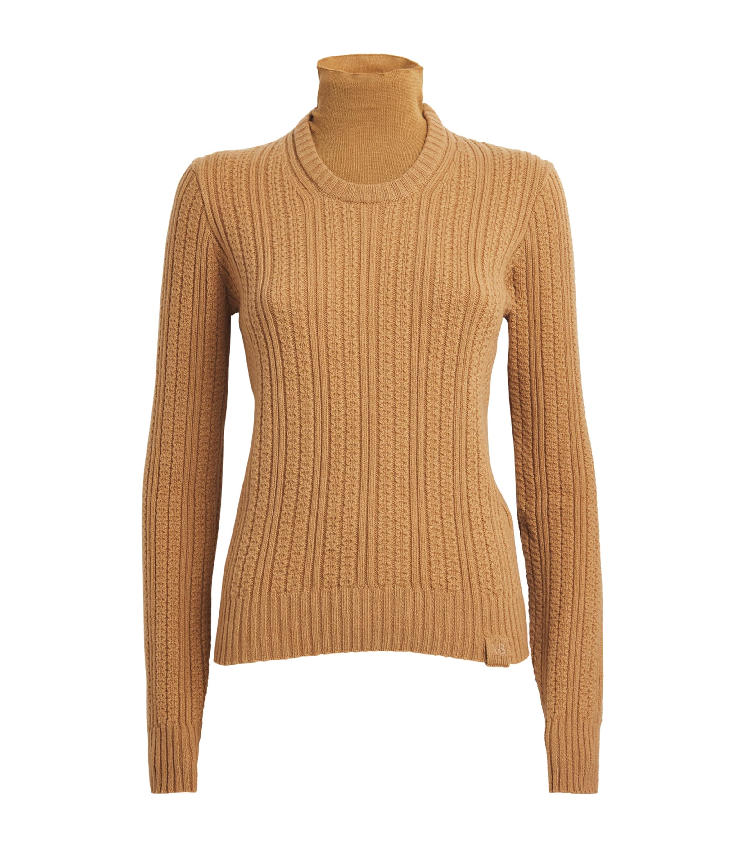 Victoria Beckham Wool-blend Double-layer Sweater In Brown