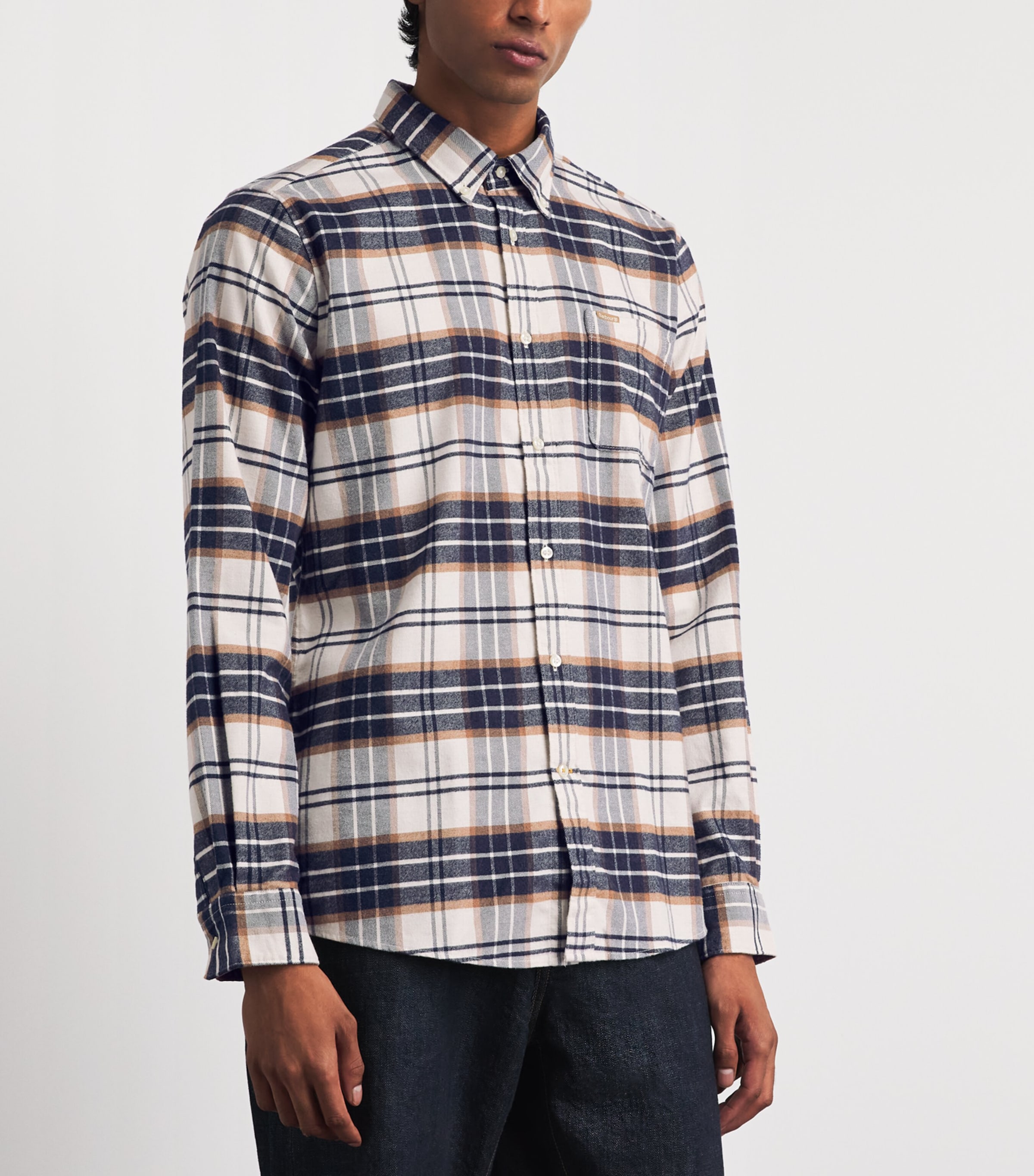 Barbour Mens Check Portdown Shirt Ecru Image 4