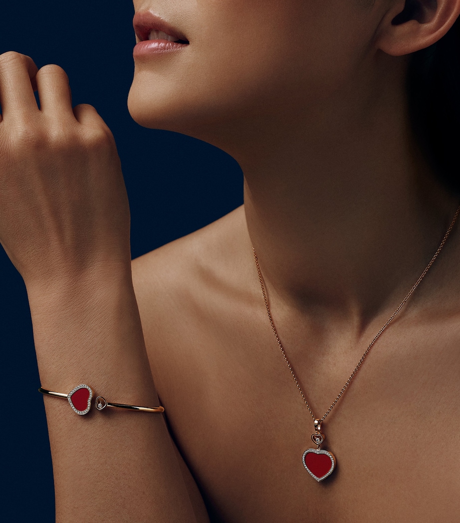 Rose Gold, Diamond and Red Stone Happy Hearts Bangle 18K ROSE GOLD Image 5