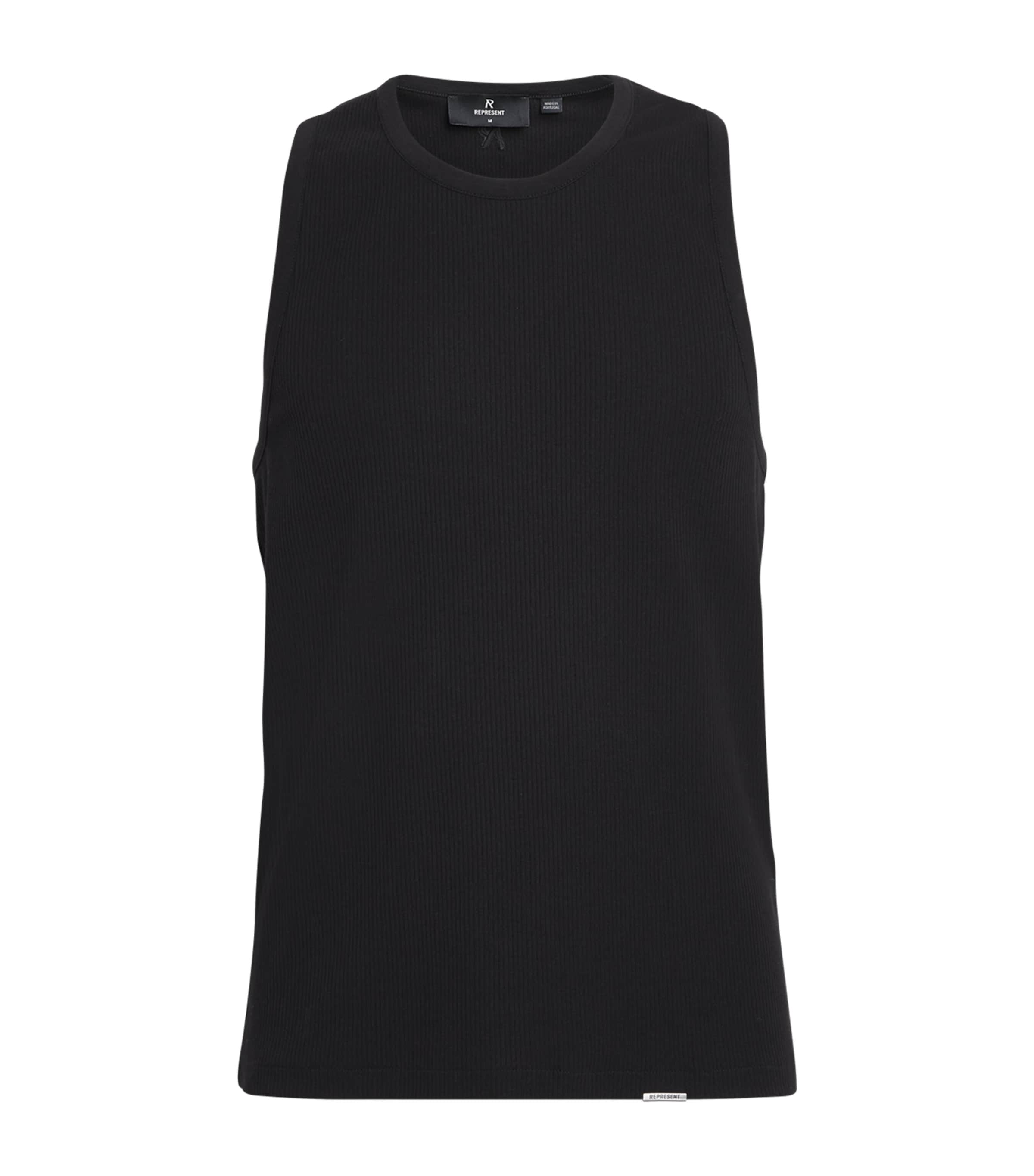 Represent Stretch-cotton Initial Rib Tank Top In Black