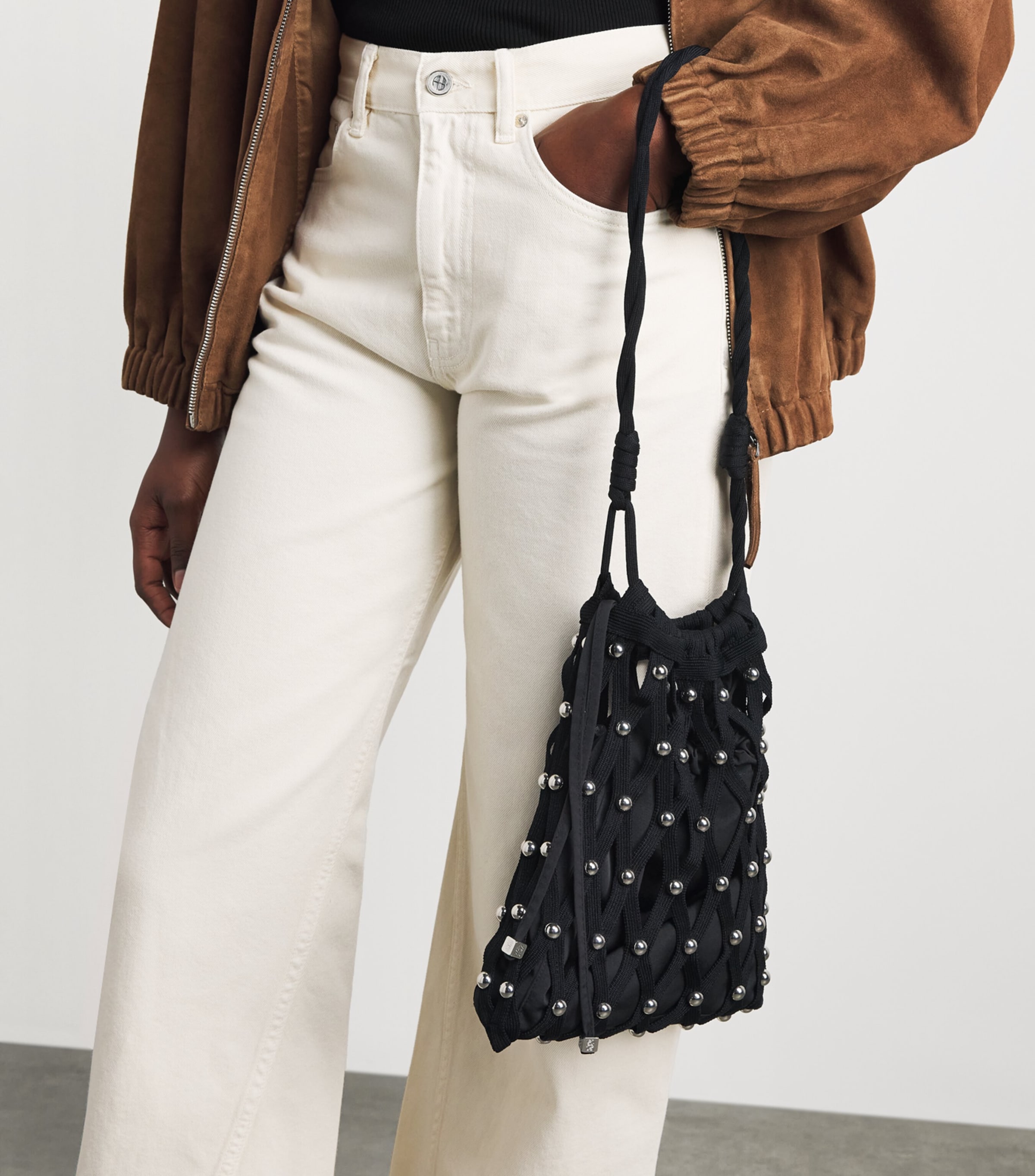 Sandro Paris Studded Shoulder Bag Black Image 4
