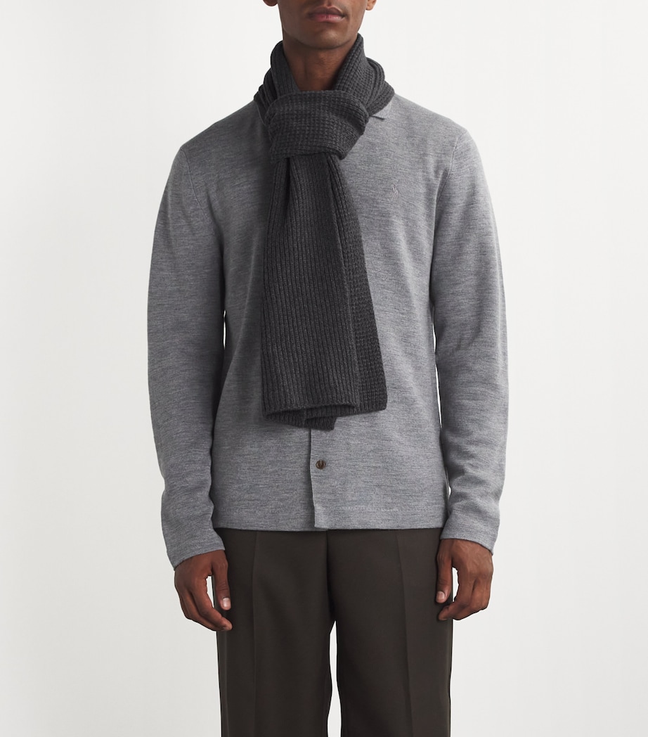 Wool-Cashmere Waffle Scarf GYAD CHARCOAL MELANG Image 4