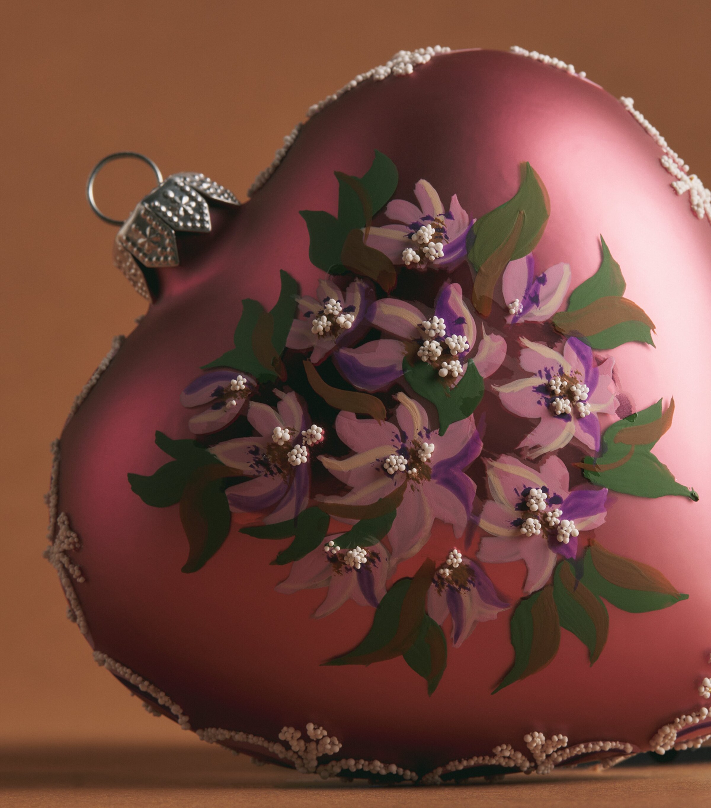 Harrods Floral Heart-Shaped Tree Decoration Pink Image 2