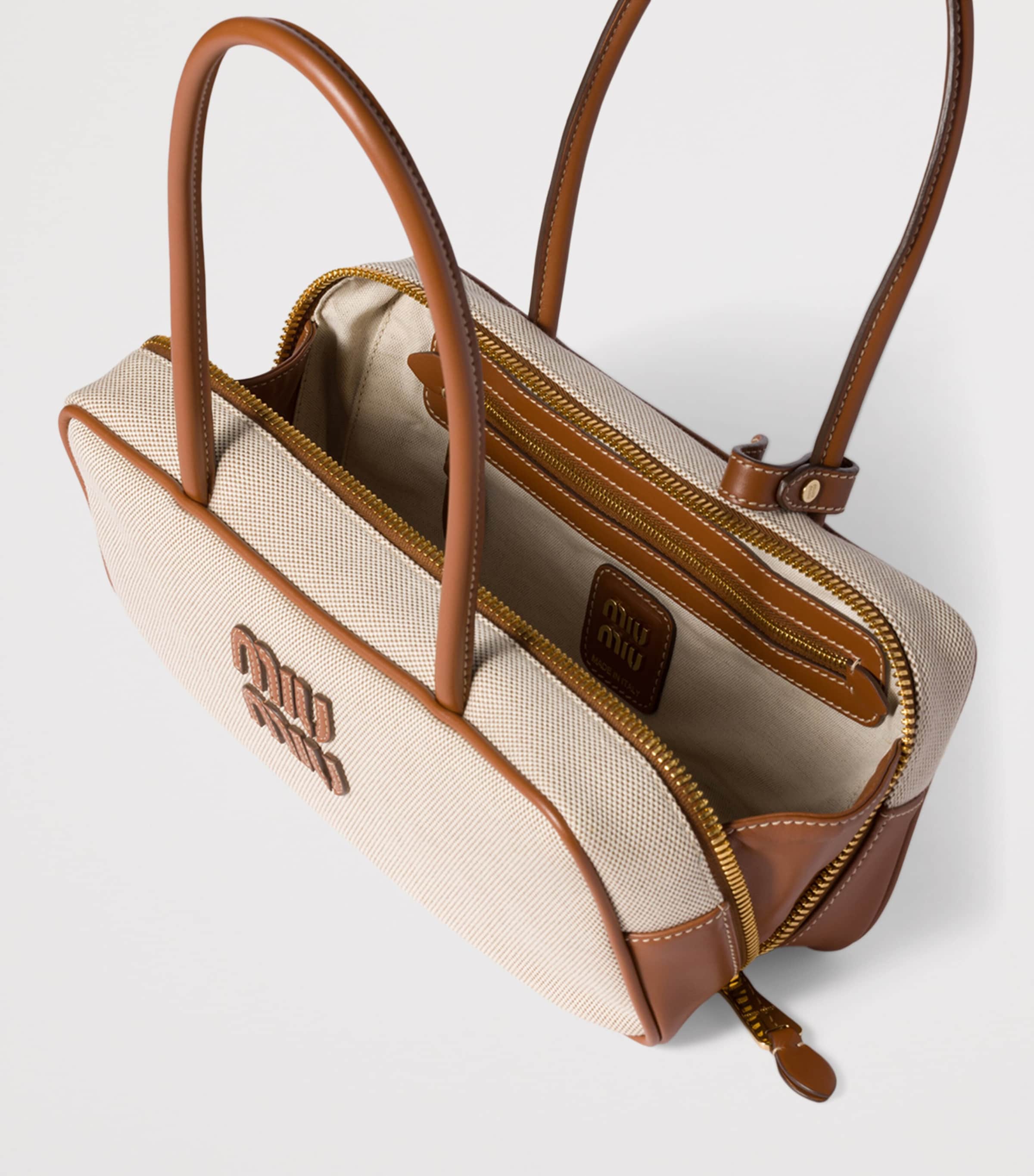 Canvas-Leather Beau Top-Handle Bag F062F Image 6