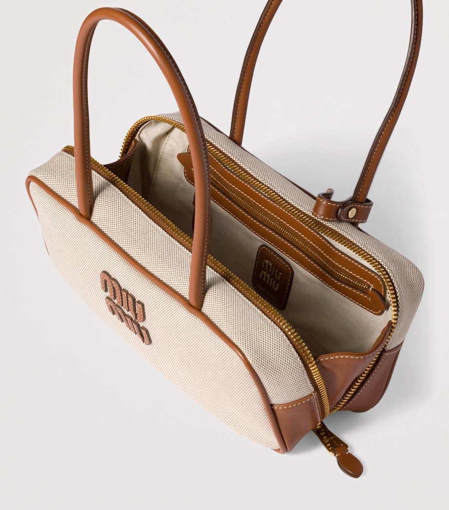 Canvas-Leather Beau Top-Handle Bag F062F Image 6