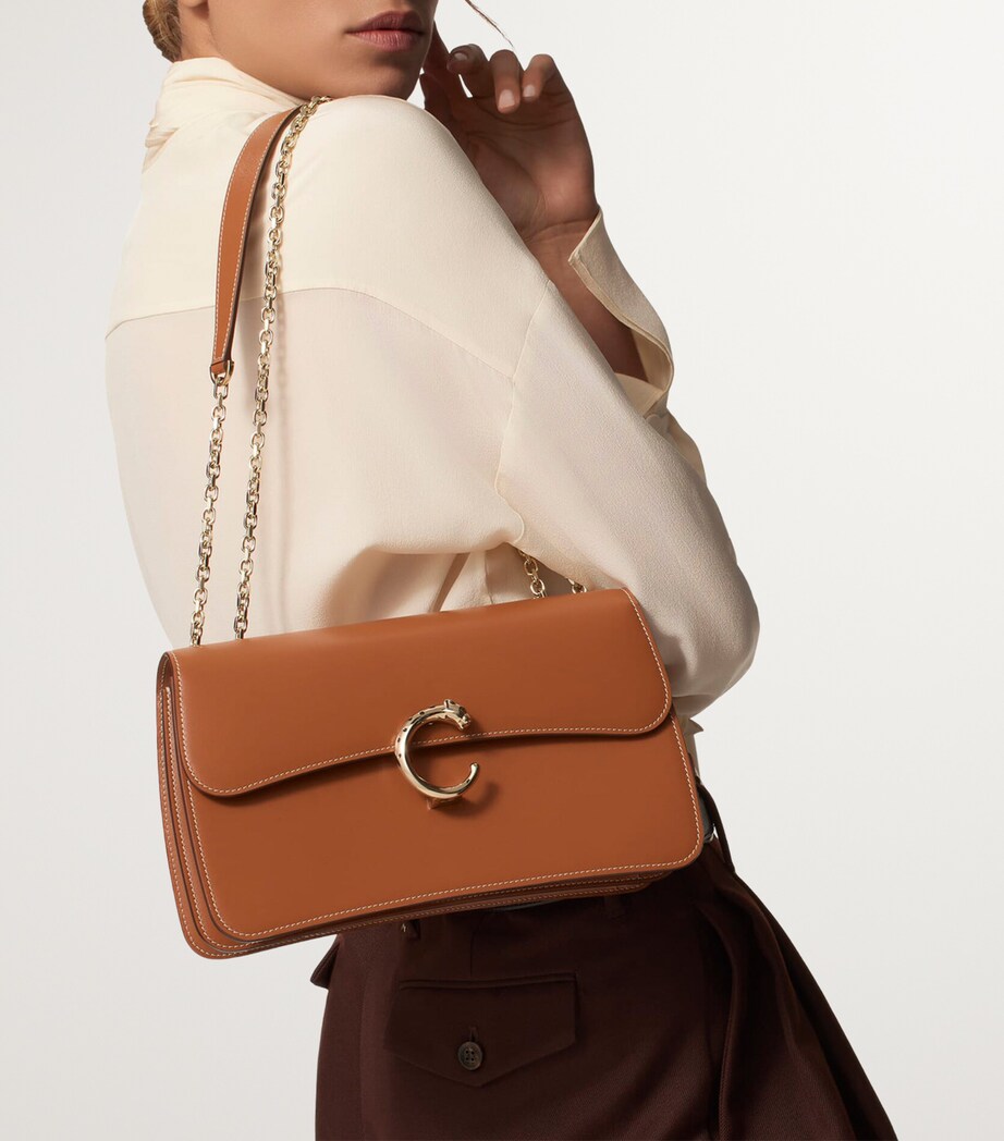 Small Calfskin Panthère de Cartier Chain Bag CARAMEL Image 6