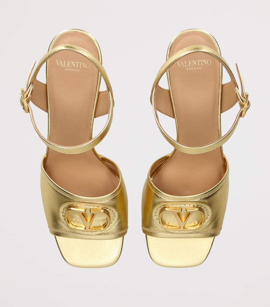 Leather VLogo Signature Heeled Sandals 75 GOLD Image 4