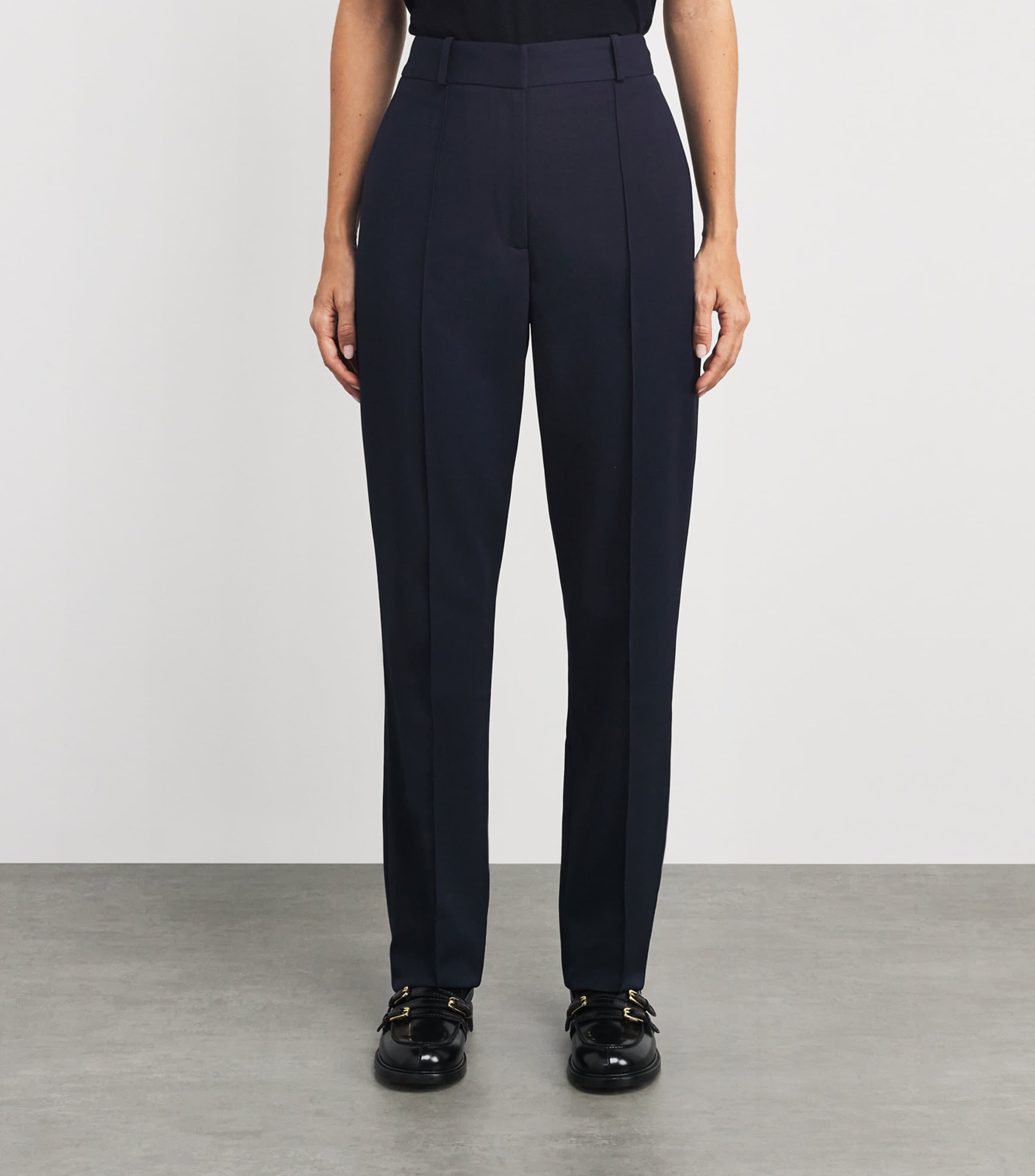 High-Rise Cigarette Trousers NAVY Image 3