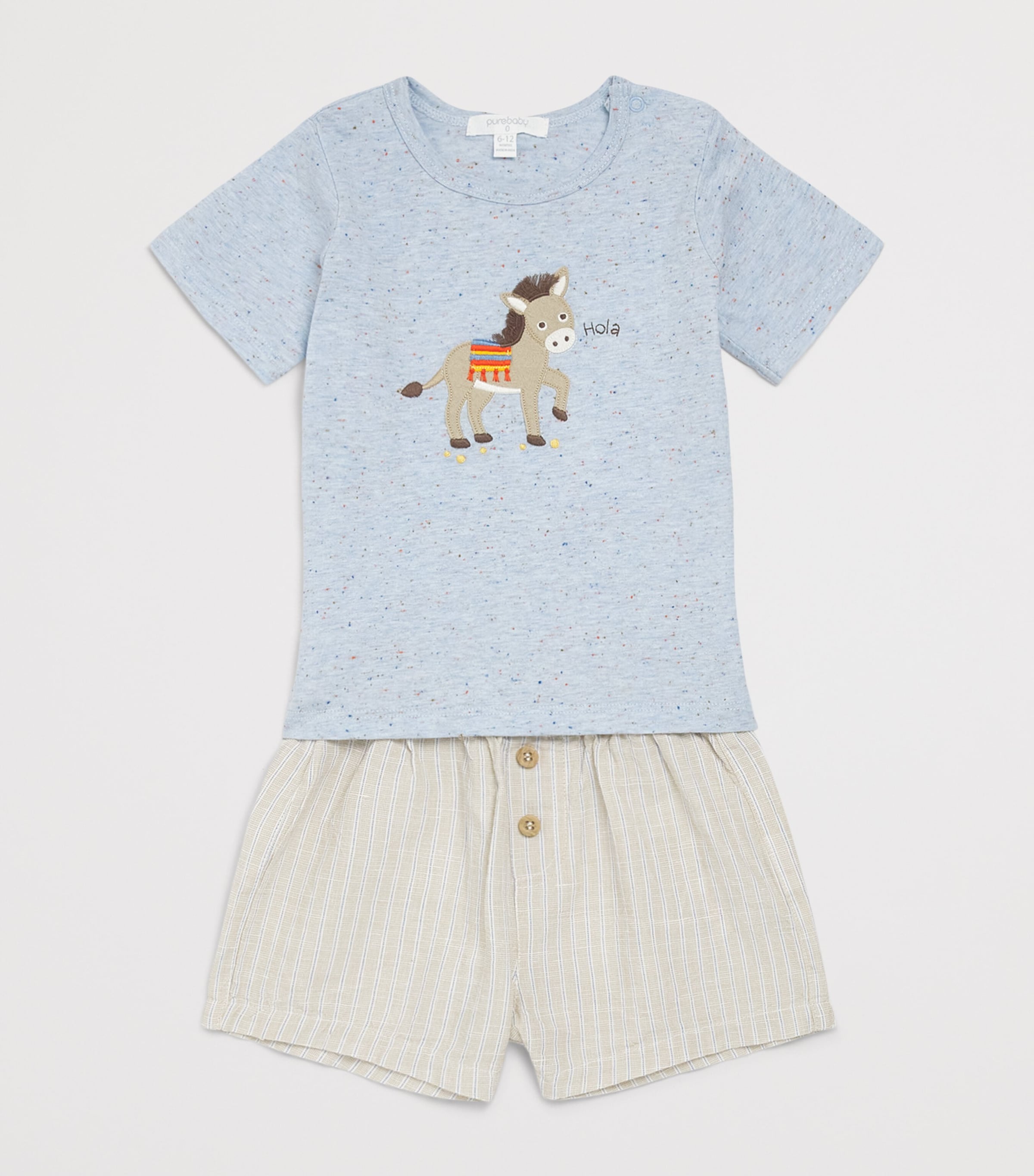 Purebaby Organic Cotton-Linen T-Shirt and Shorts Set (0-12 Months) Tacst Image 3