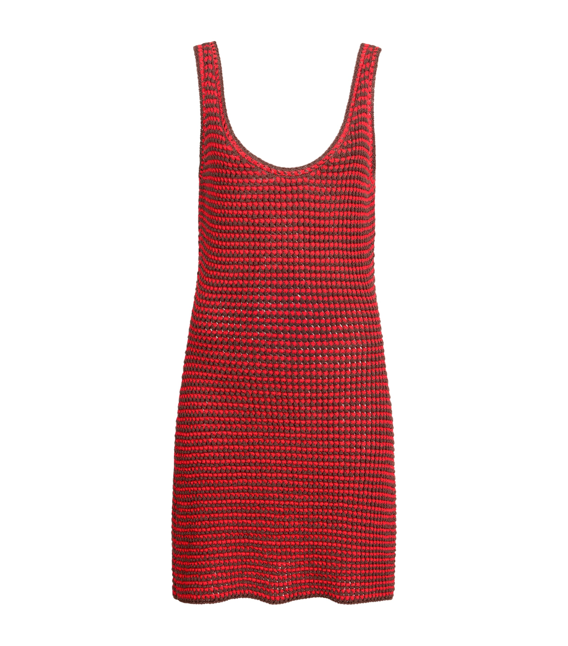 Alaïa Womens Cotton Knit Tank Mini Dress Brown/red Image 1