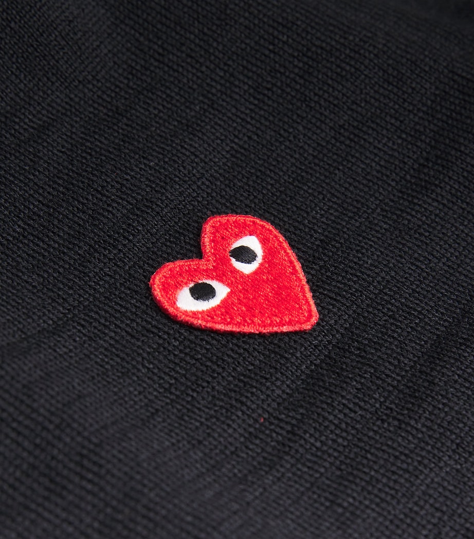Comme Des Garçons Play Mens Wool Heart Logo Polo Shirt Black Image 5