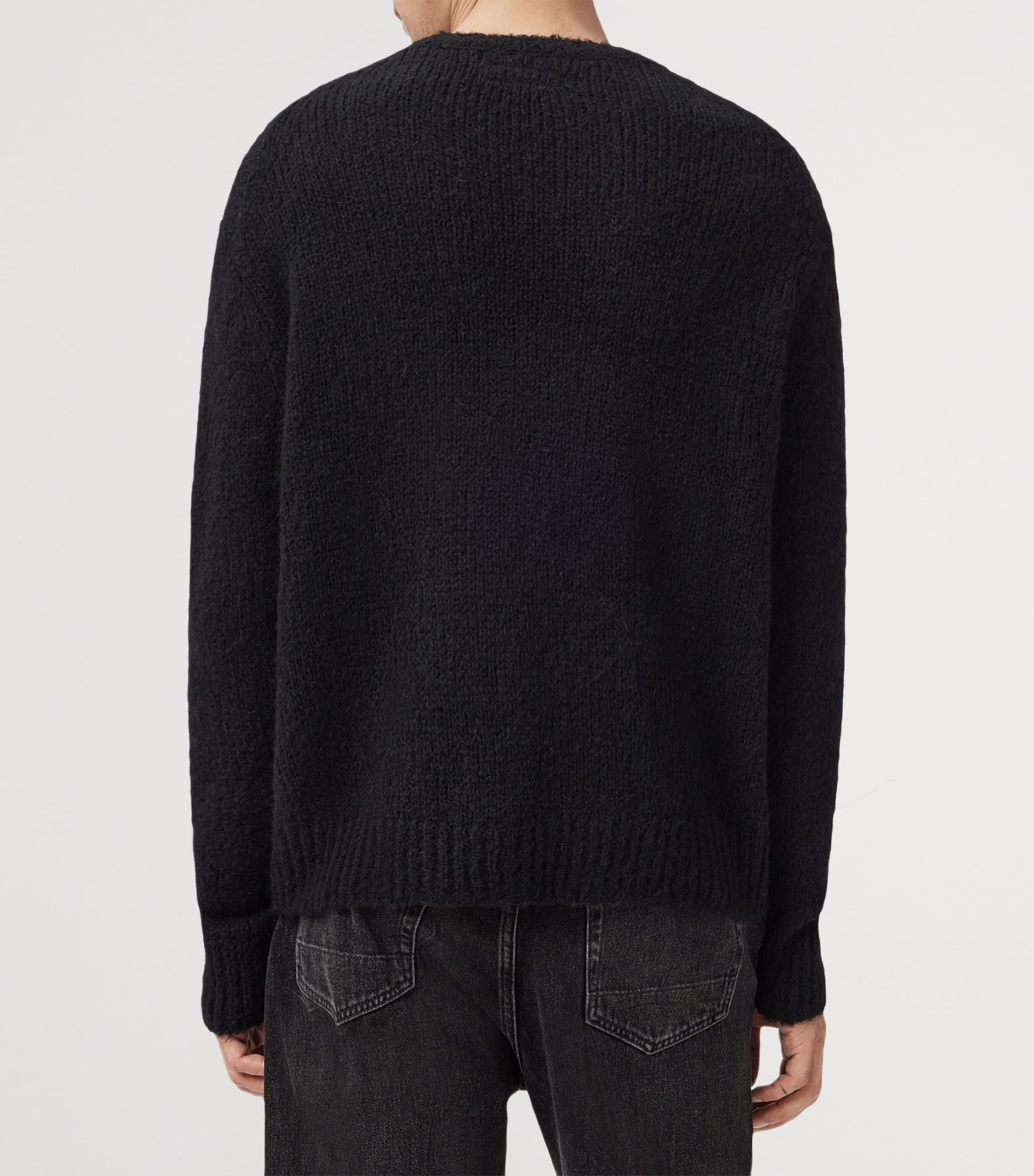 Distressed Message Sweater BLACK Image 6