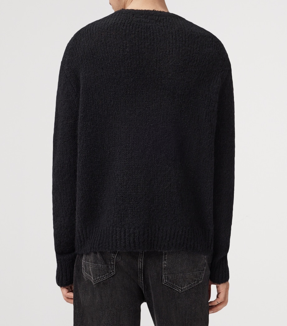 Distressed Message Sweater BLACK Image 6