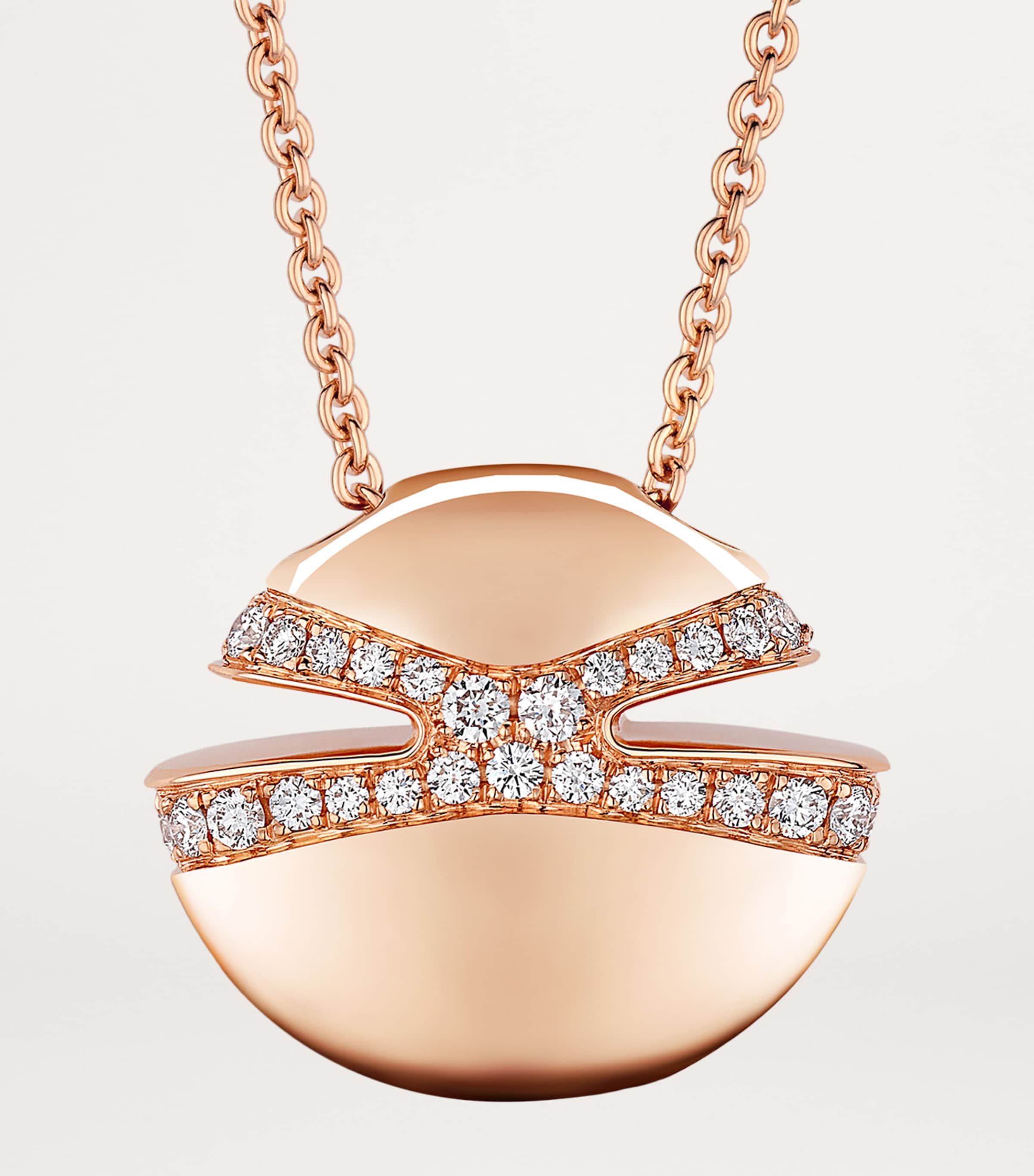 Rose Gold and Diamond Cabochon Necklace PINK GOLD Image 5