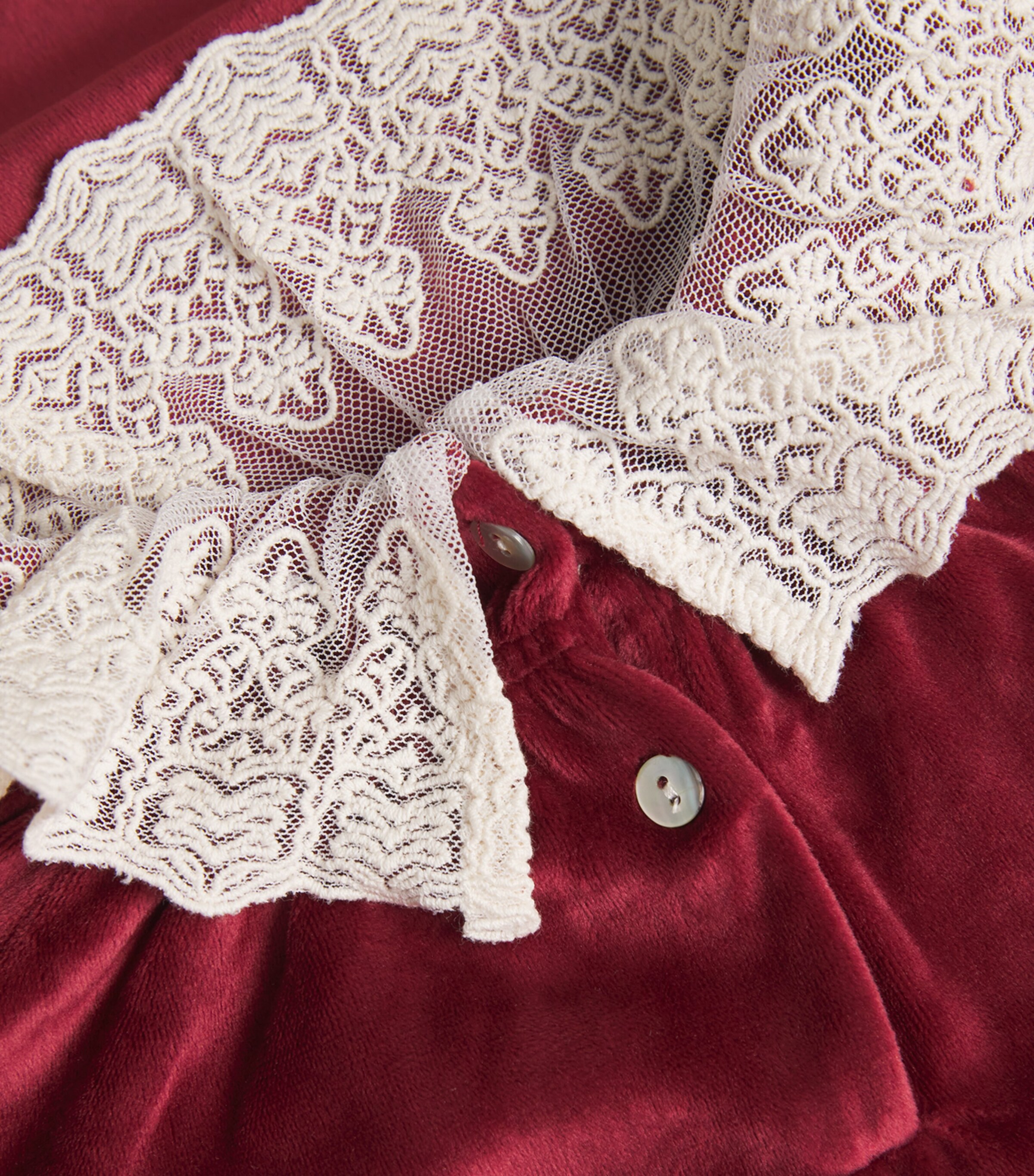 KONGES SLOJD Velour Venola Dress (5-10 Years) Red Dahlia Image 3