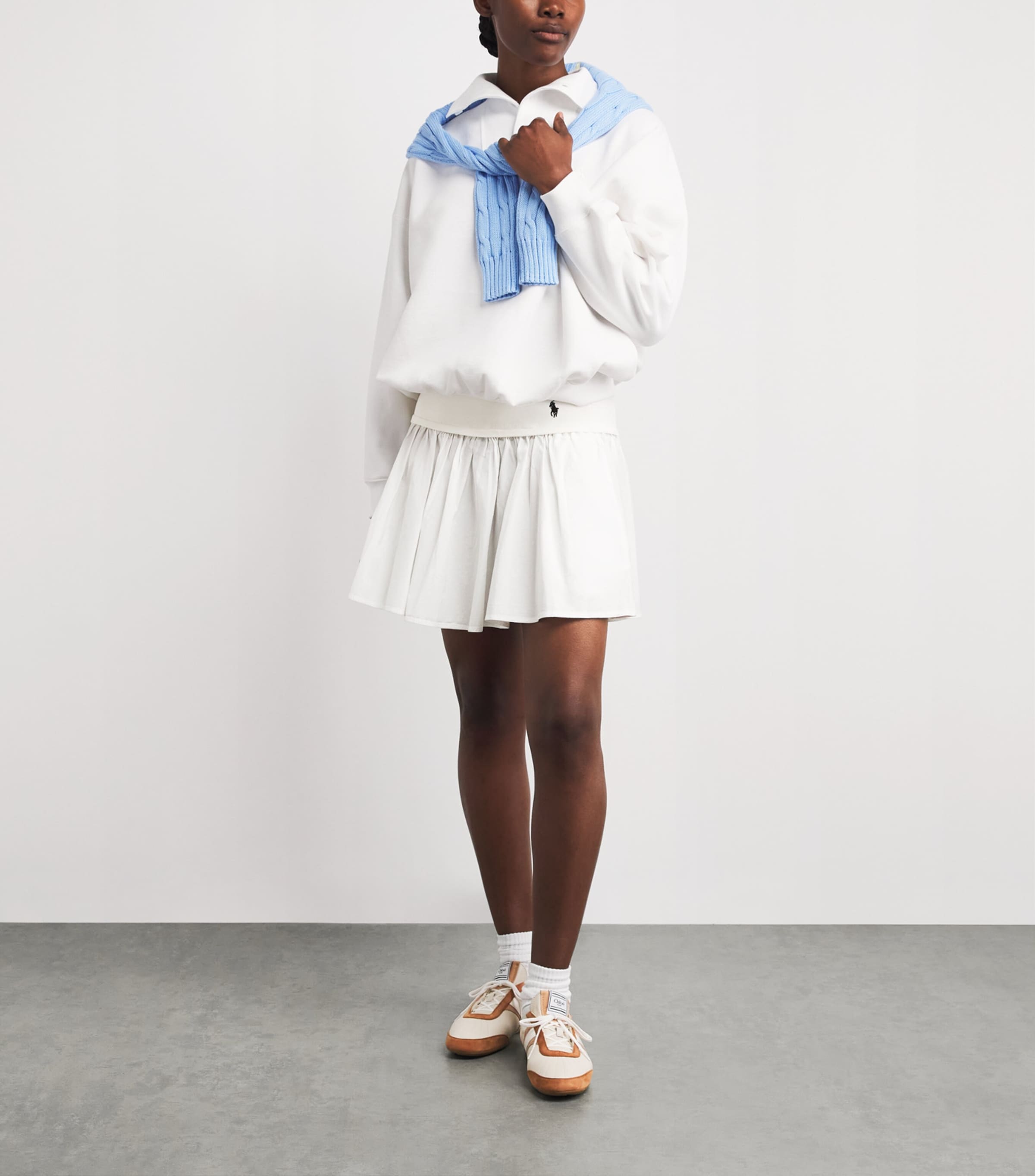 Polo Ralph Lauren Womens Cotton Flounce Mini Skirt White Image 2